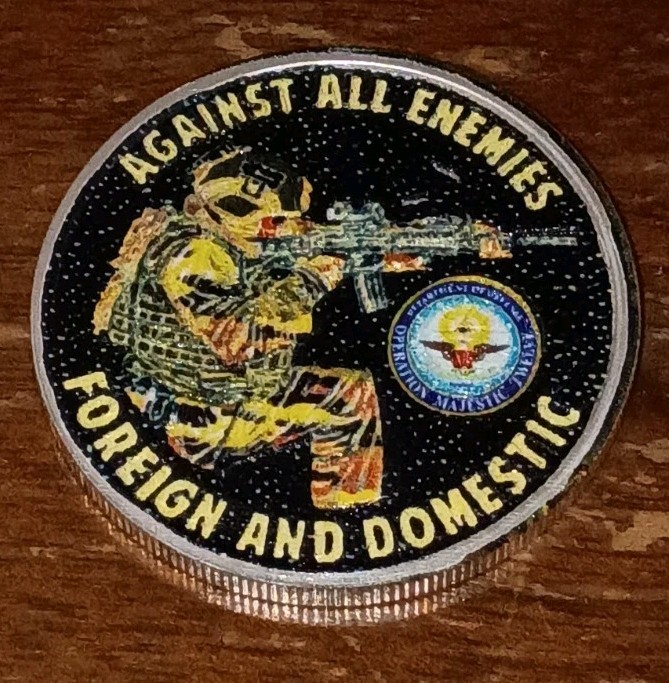 2026 Silver Shield.-AGAINST ALL ENEMIES 1oz Colorized .999 Silver Bu 