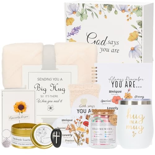 Christian Gifts for Women, Sympathy Gift Baskets with Tumbler, Bible Verse Jar 