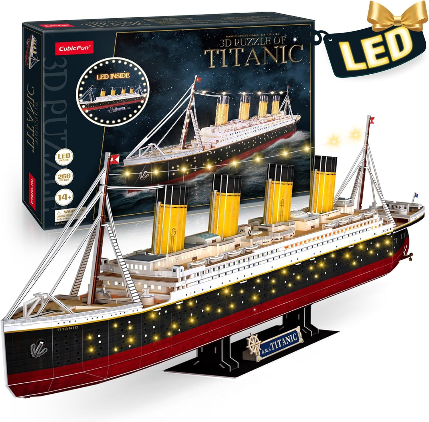 Cubicfun 3D Puzzles for Adults - LED Titanic 35'' Large Ship - New Home Desk Dec