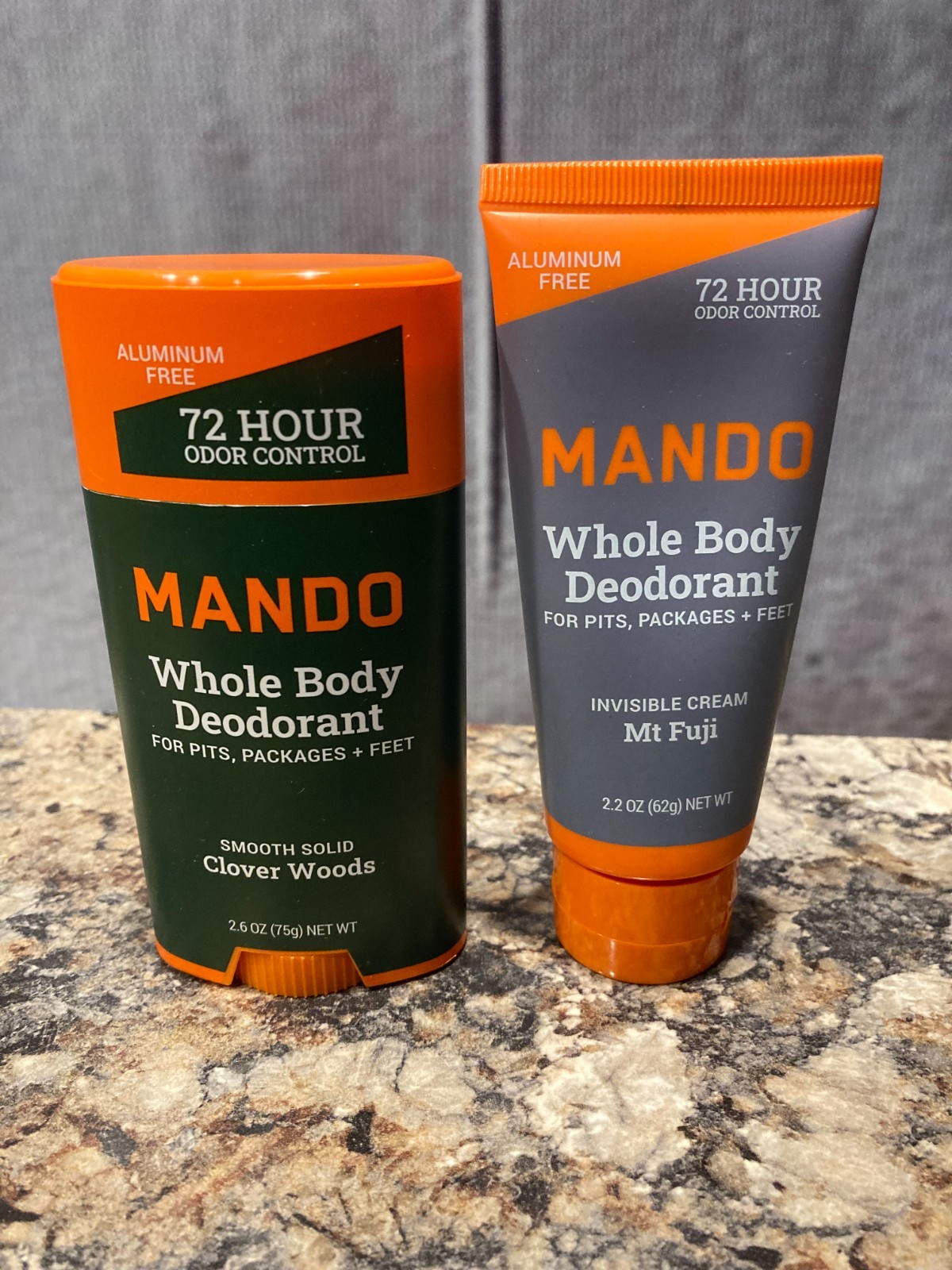 Mando Deodorant Smooth Solid Clover Woods 2.6oz + Invisible Cream Mt Fuji 2.2oz