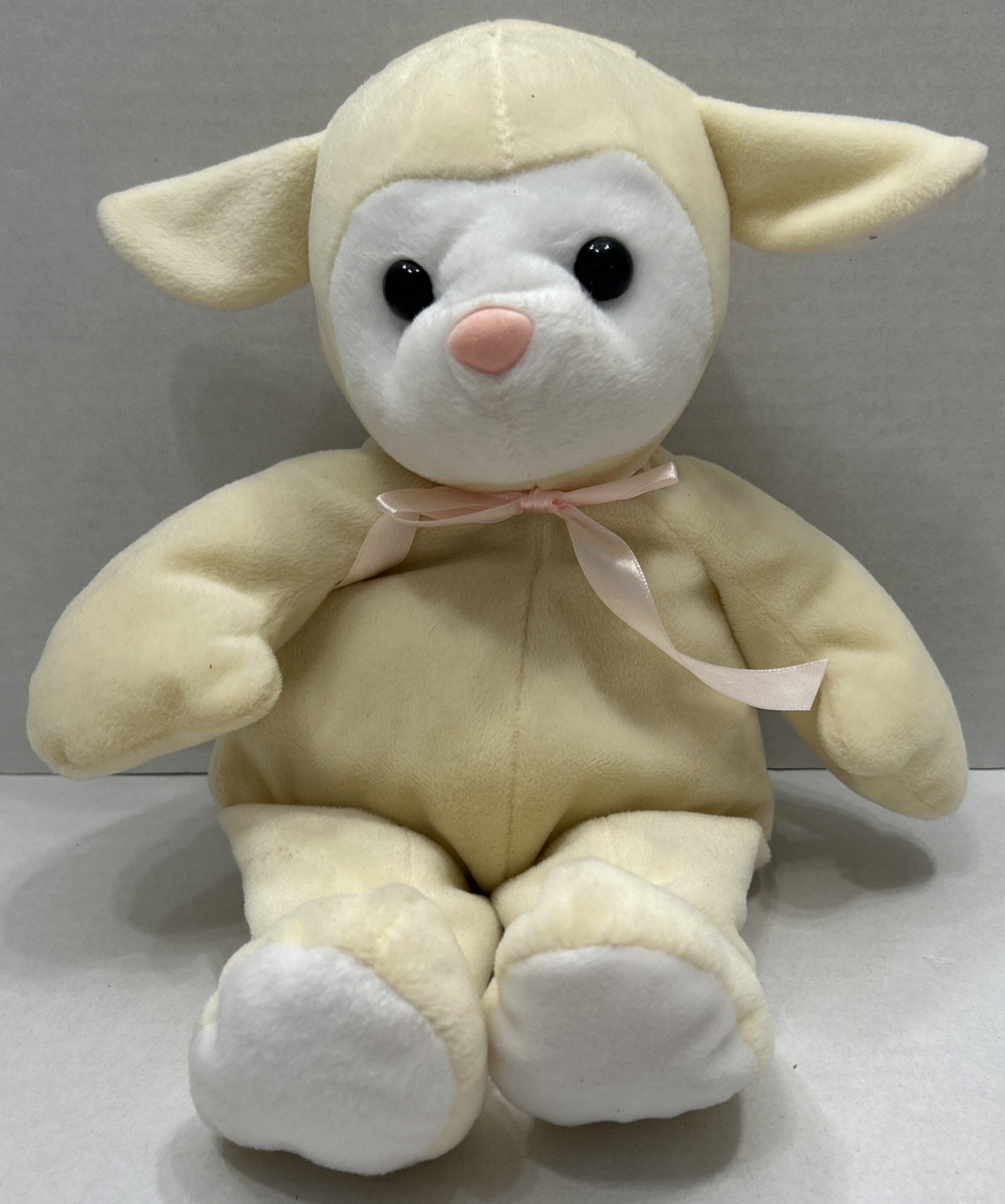 VTG Kellytoy Baby Sheep Lamb Plush Stuffed Animal Toy Yellow Pastel Cream 14"