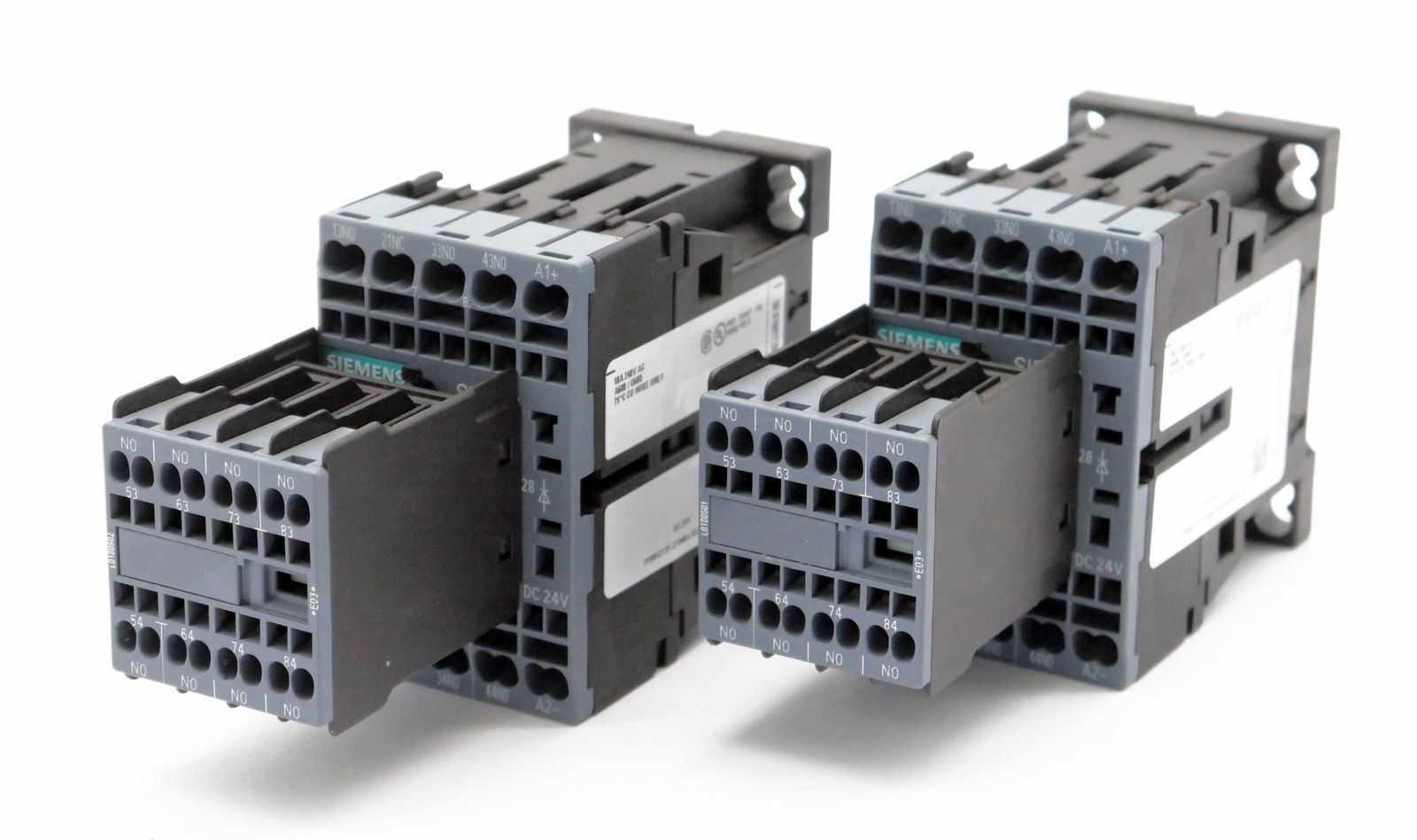 2x Siemens 3RH2131-2FB40 E:06 Auxiliary Contactor + 3RH2911-2XA40-0MA0 E:03 -used-