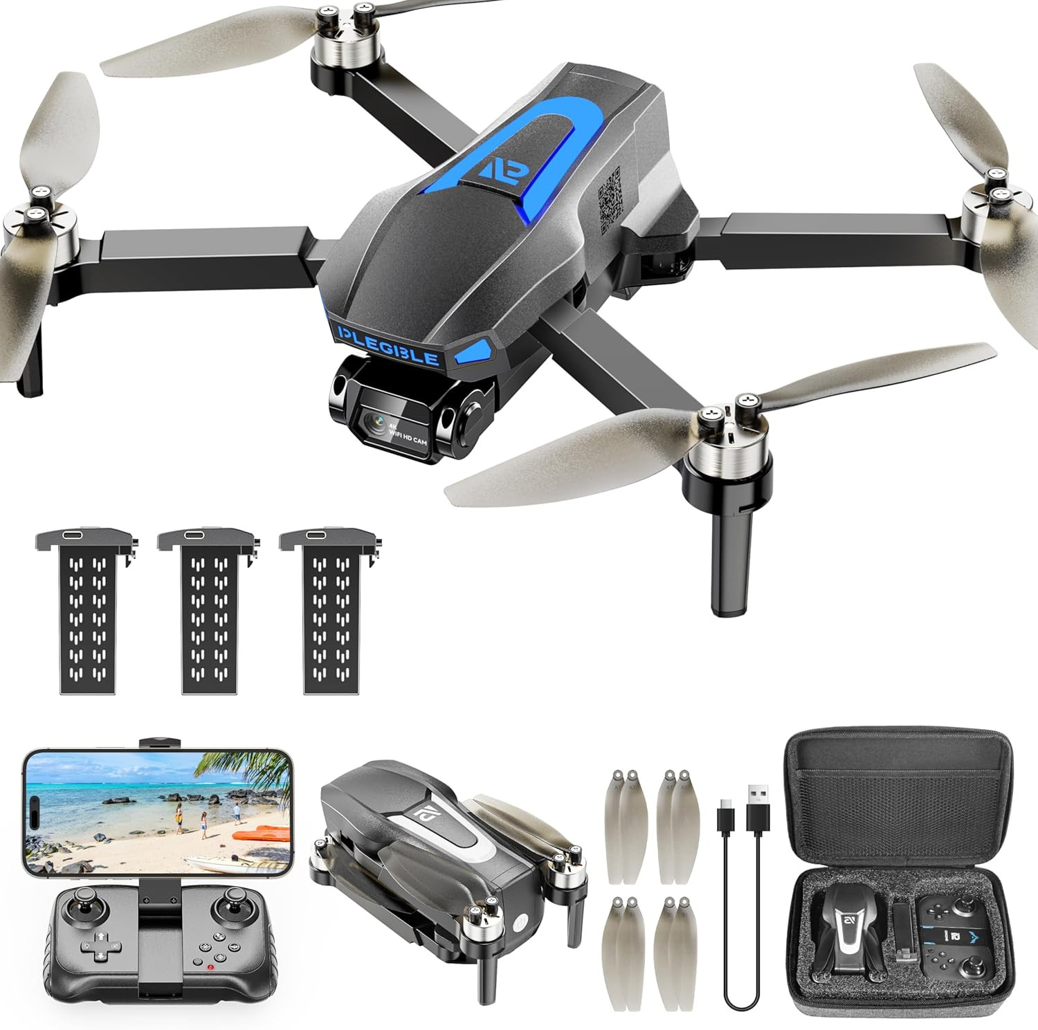Drones with Camera for Adults 4K, Brushless Motor Drone for Kids Beginners, FPV 