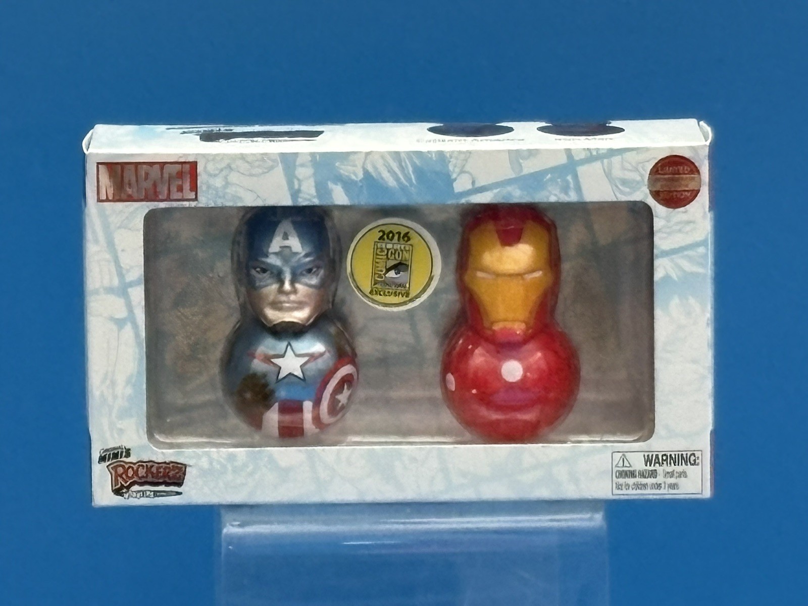 MARVEL Comics Rockerz LTD Captain America IRON MAN Mini  Figurines SDCC 2016 MIB