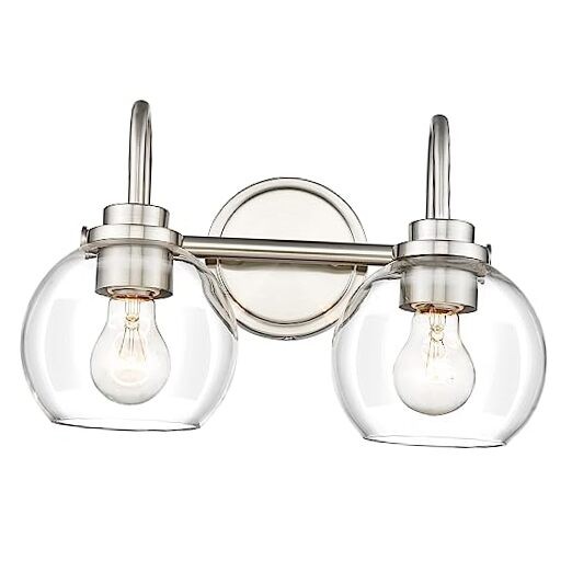 2-Light Bathroom Light Fixtures, Brushed Nickel Vanity Light Nickel, 2-Light