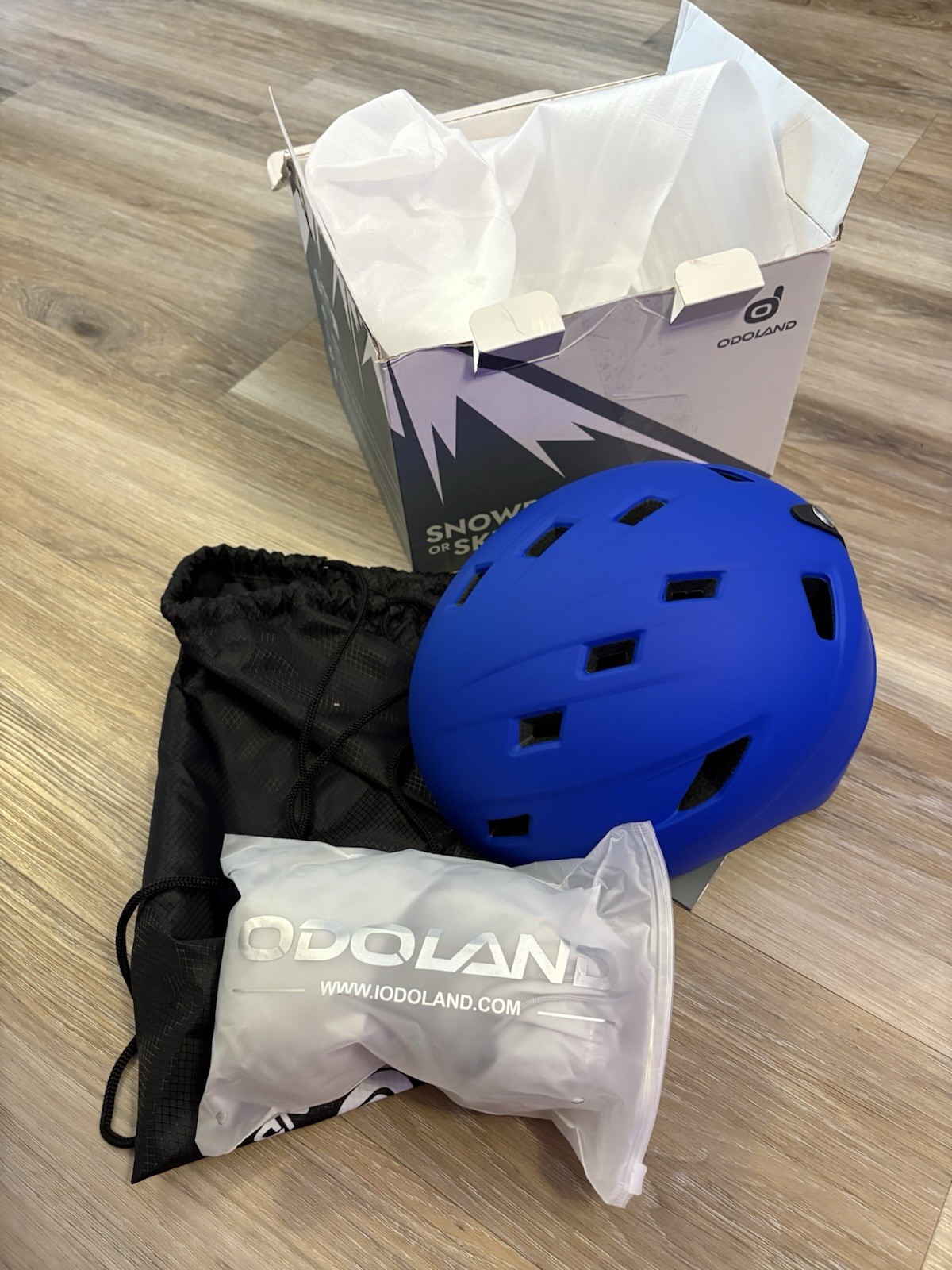 Odoland  Blue Helmet & Goggles Set for Winter Sports