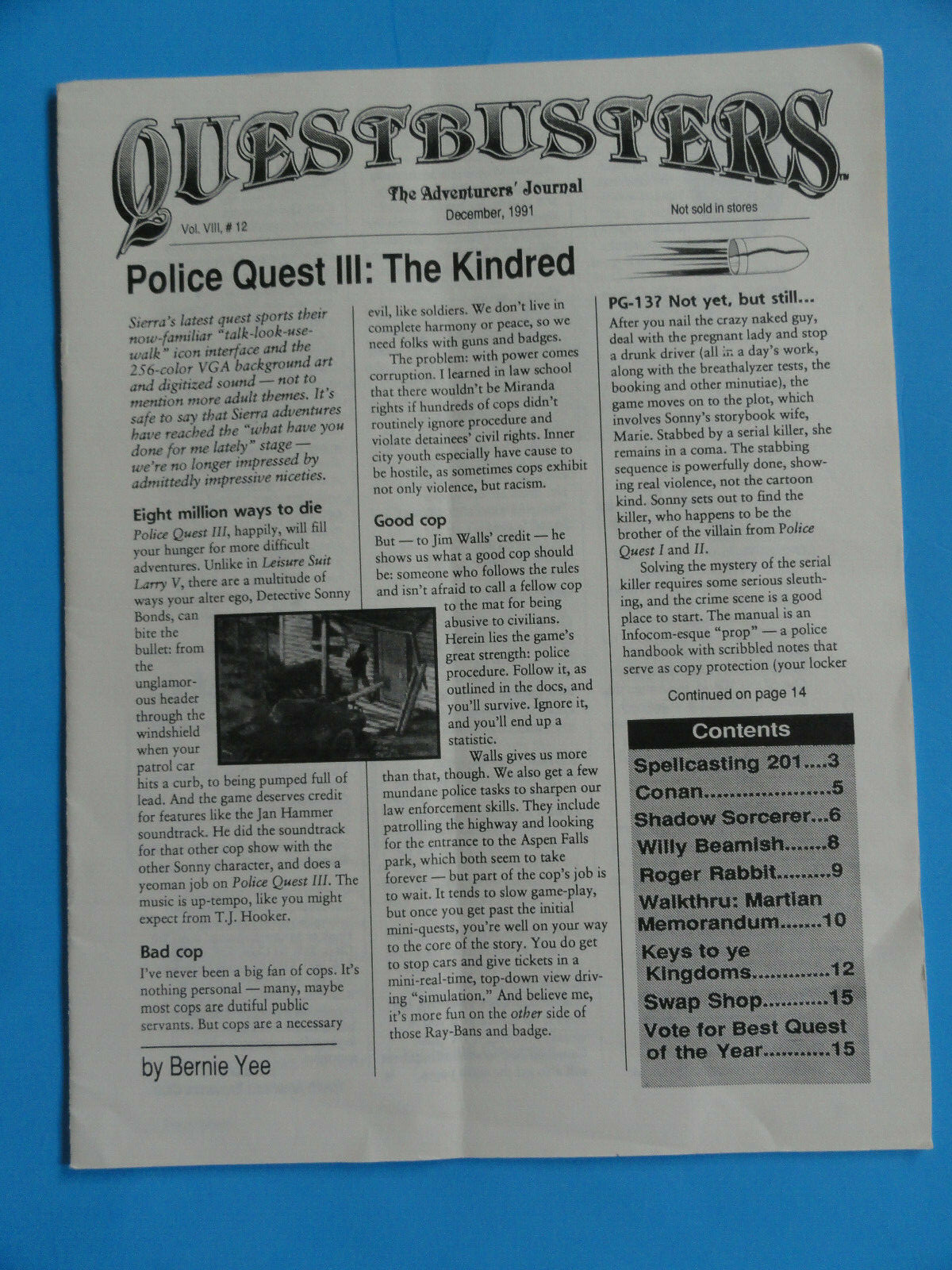 QUESTBUSTERS DEC. 1991 VOL. VIII #12 POLICE QUEST III: THE KINDRED