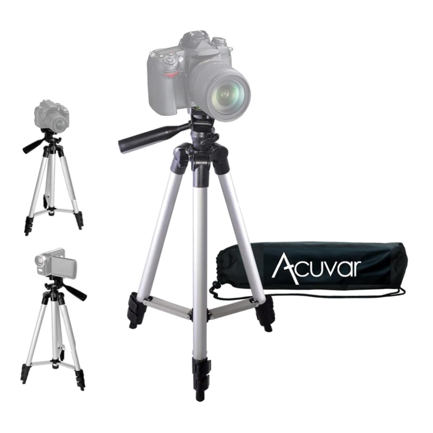 Compact 50-Inch Camera Tripod - Aluminum, Lightweight with Built-In Bubble Level