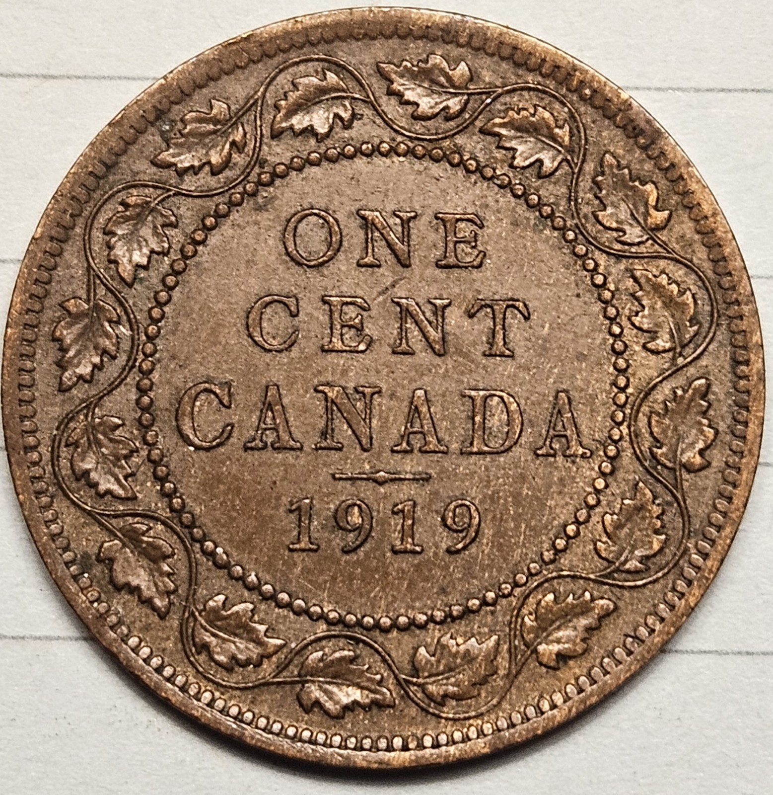 1919 Canada Large Cent - Woody Wood Grain Improper Alloy Error - Take A Look!