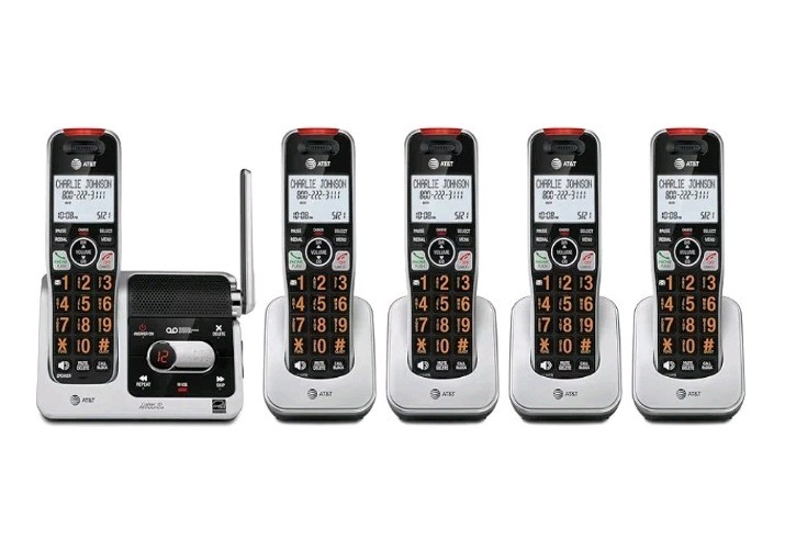 AT&T BL102-5 DECT 6.0 5-Handset Cordless Phone for 5 Handset, Silver/Black 