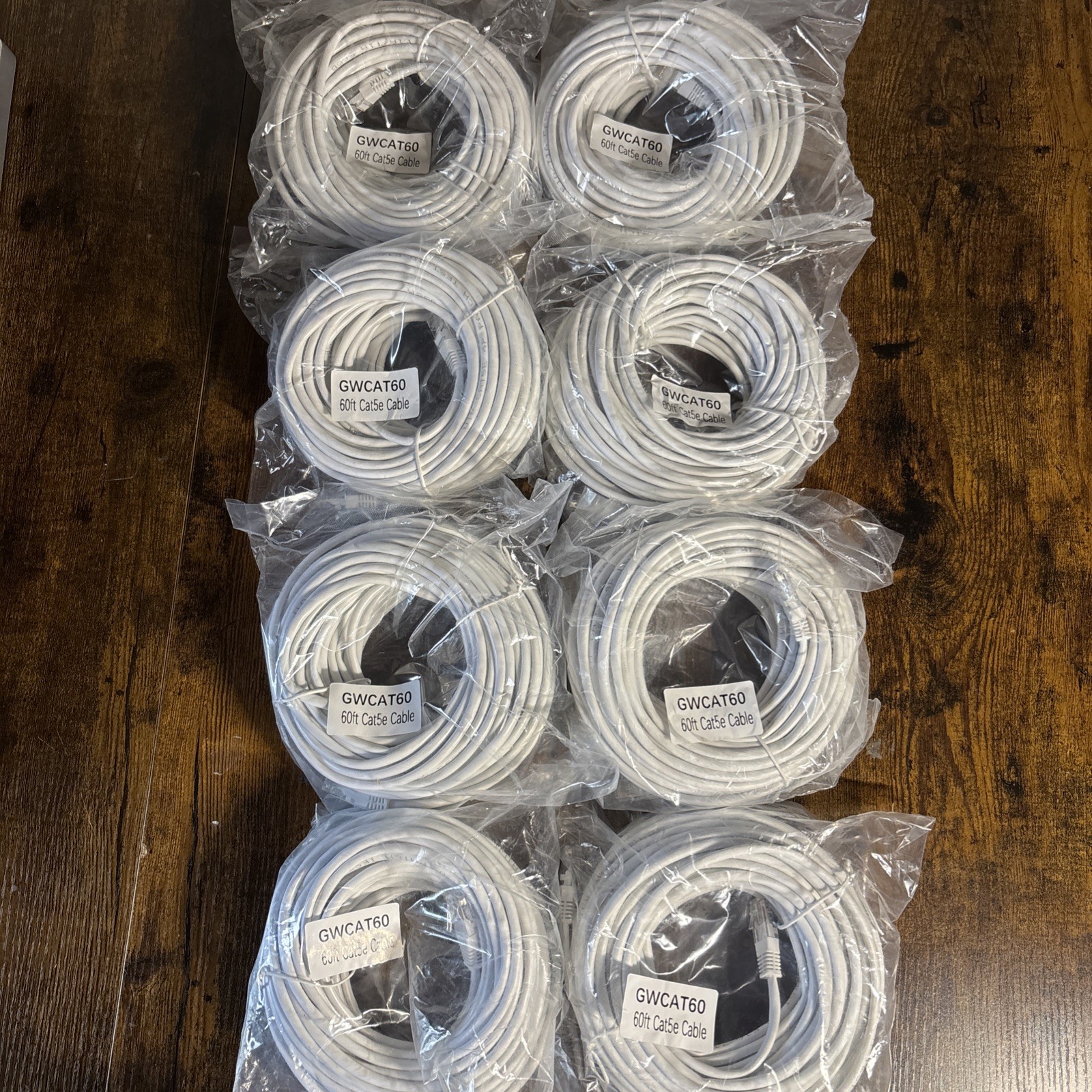 60 Feet Cat5e Ethernet Patch Cables - 8 Pack