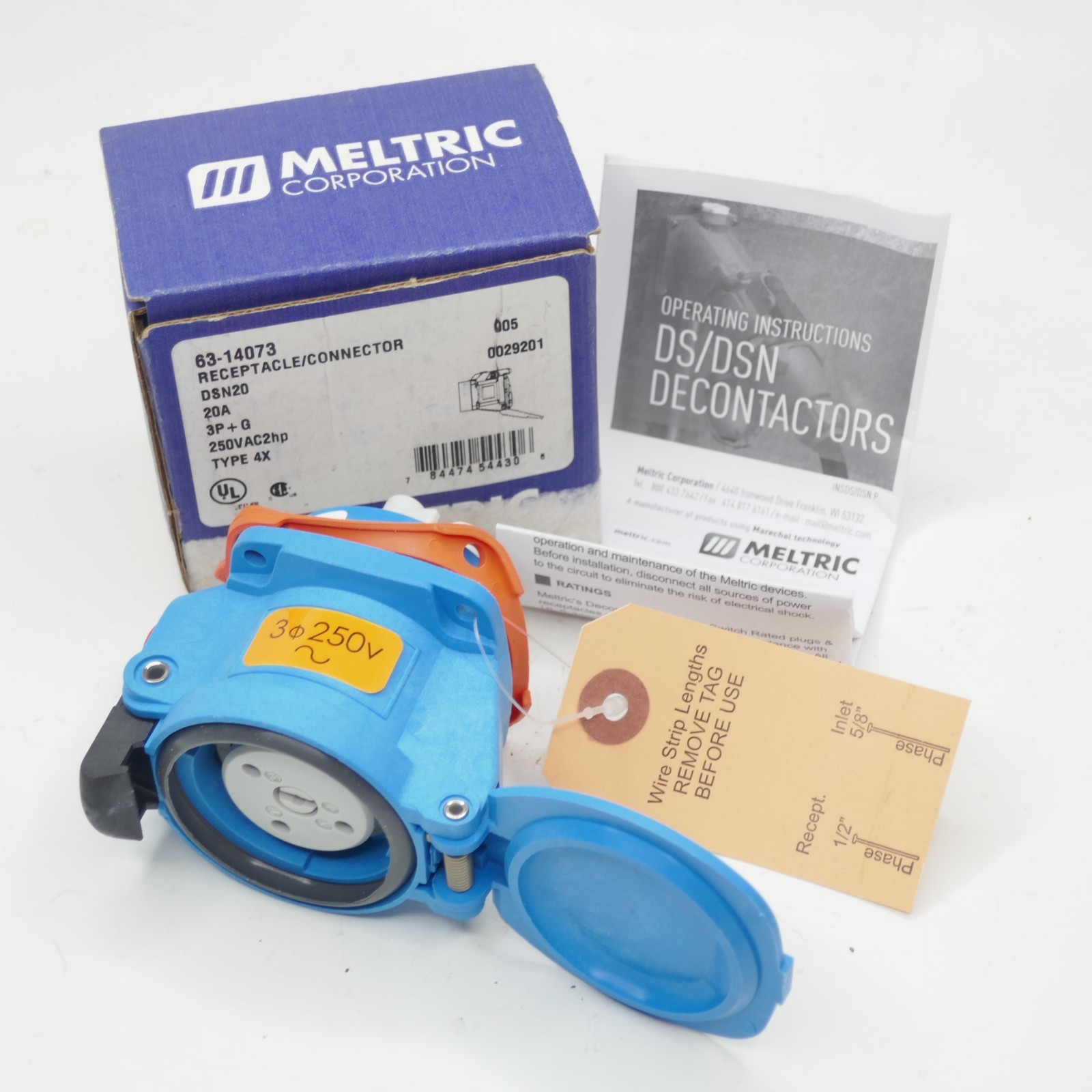 MELTRIC CORP 63-14073 DSN 20 Receptacle Female 3Phase, 125/250VAC 20Amp NEW