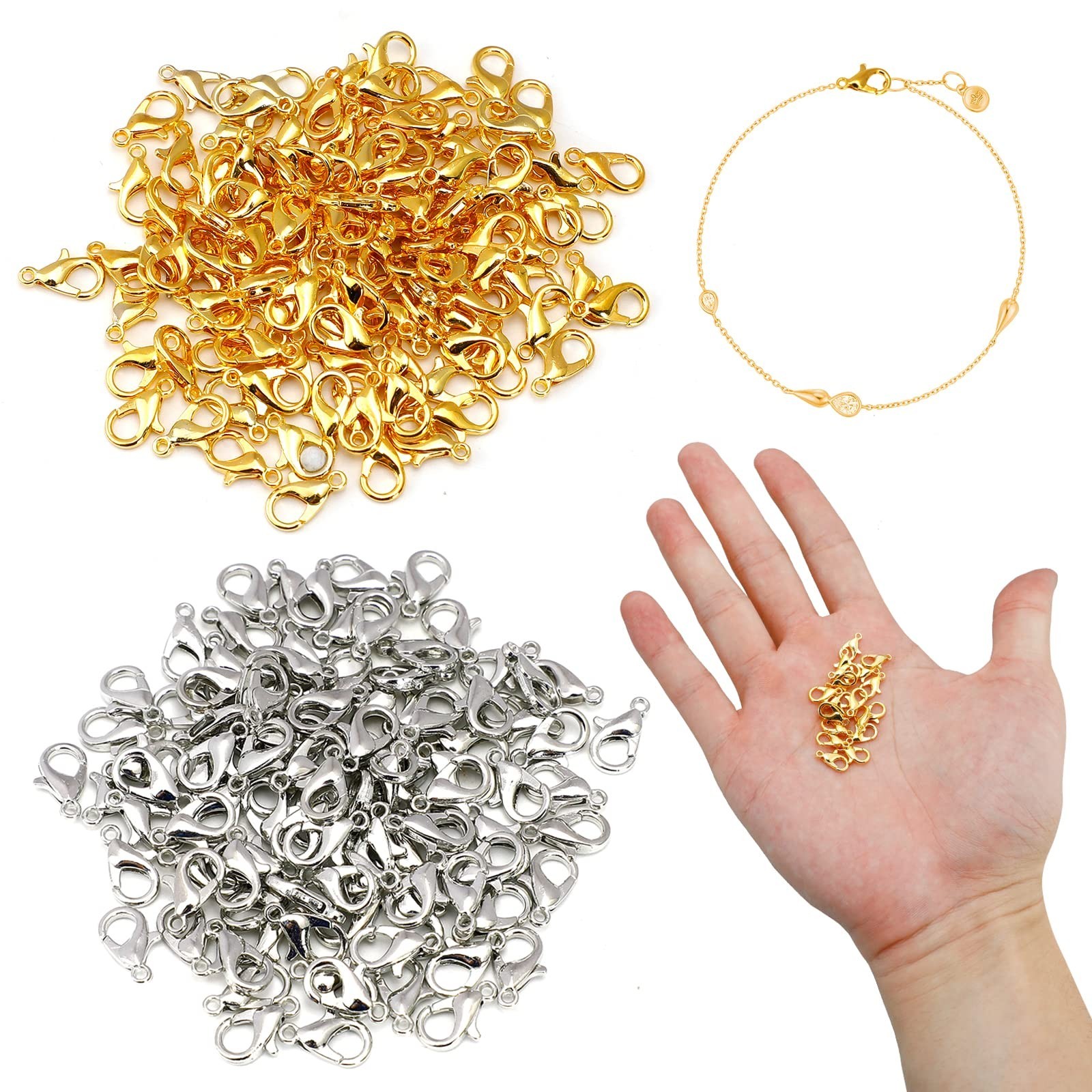 200Pcs Lobster Clasps Stainless Steel Lobster Claw Clasps for Jewelry Making ...