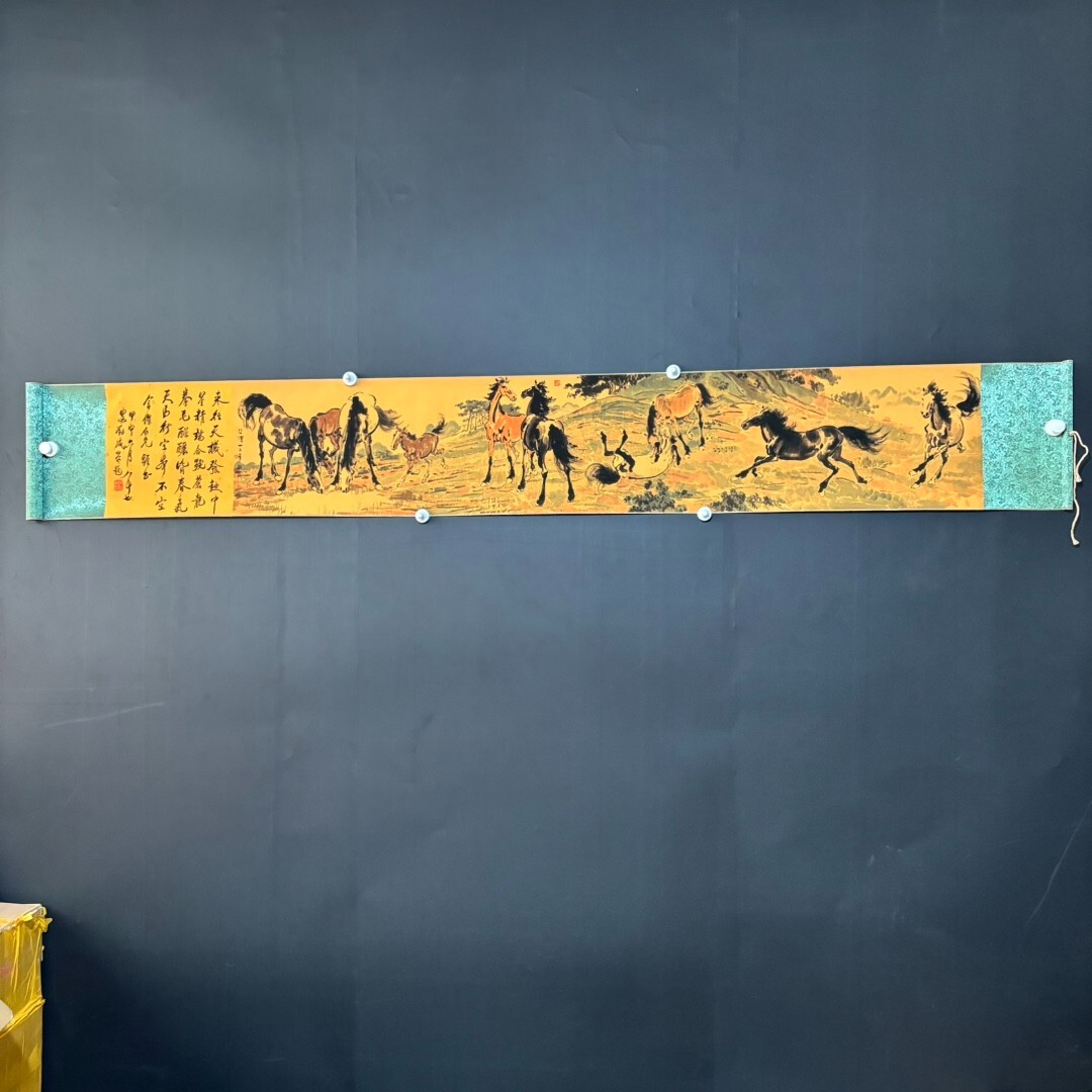 China Old long Scroll, Ten Horses of Xu Beihong painting scroll