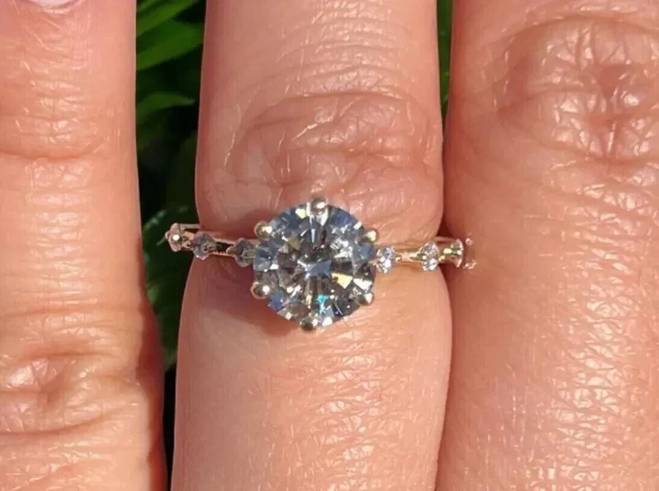 2.40 CT Round Cut Lab Grown Diamond Halo Engagement Ring 10k Yellow Gold Women's