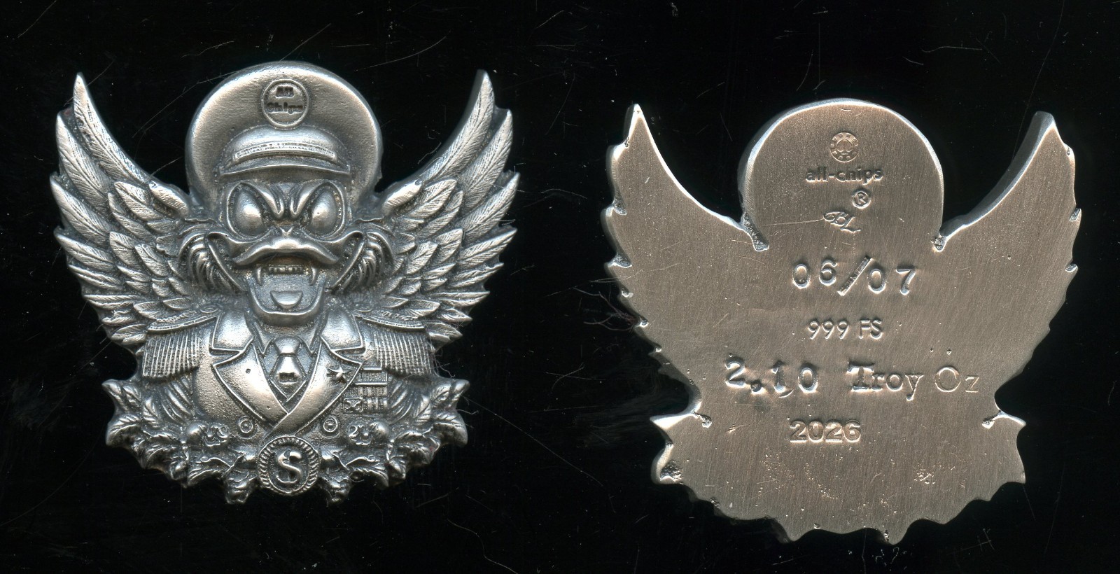 2.10ozt Sky Marshall #6/7 All-Chips / Barrely Living .999 Fine Silver Pour