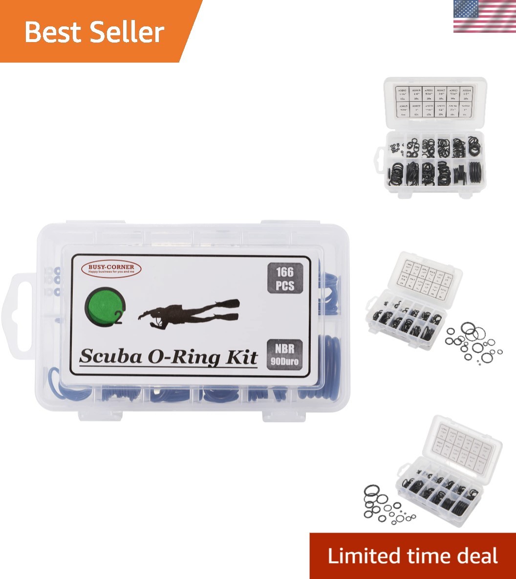 166-Piece High-Quality Nitrile Scuba O-Ring Set with Convenient Storage Box