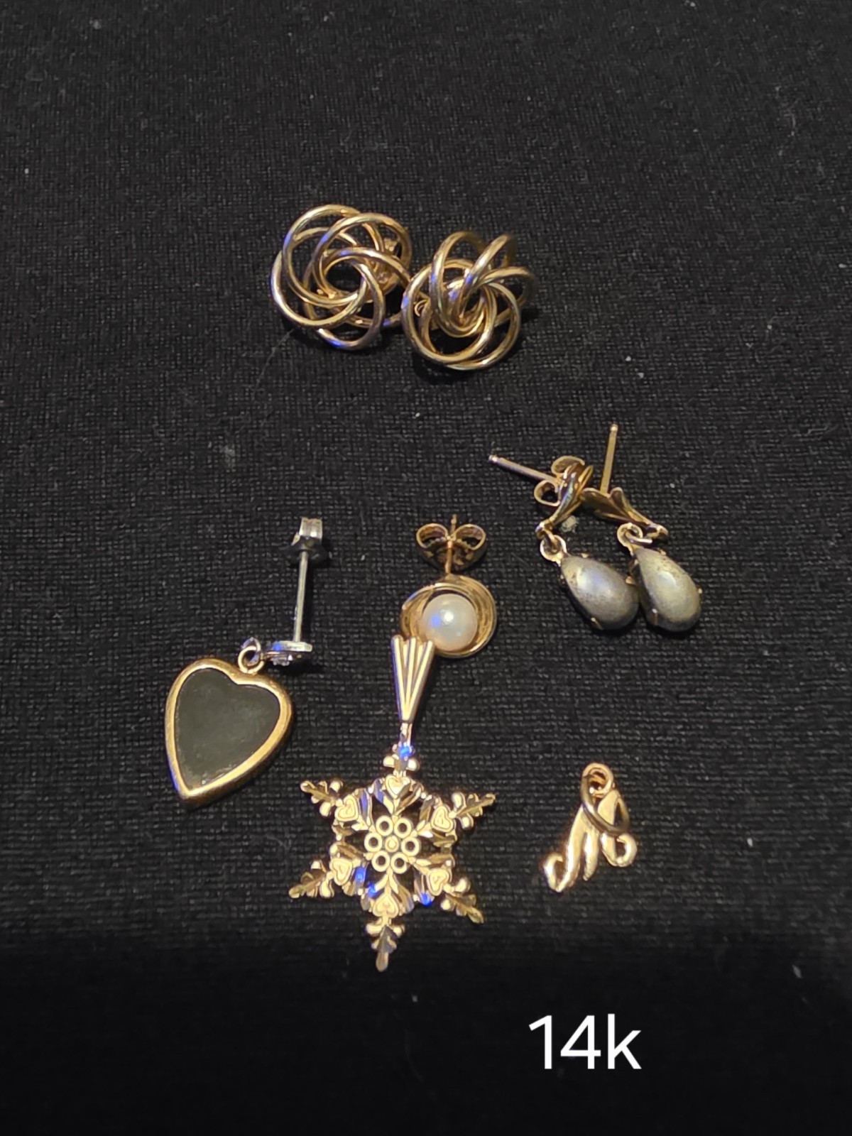 Mixed Jewelry Lot Solid Gold Sterling Silver N Gold Plated/ Filled