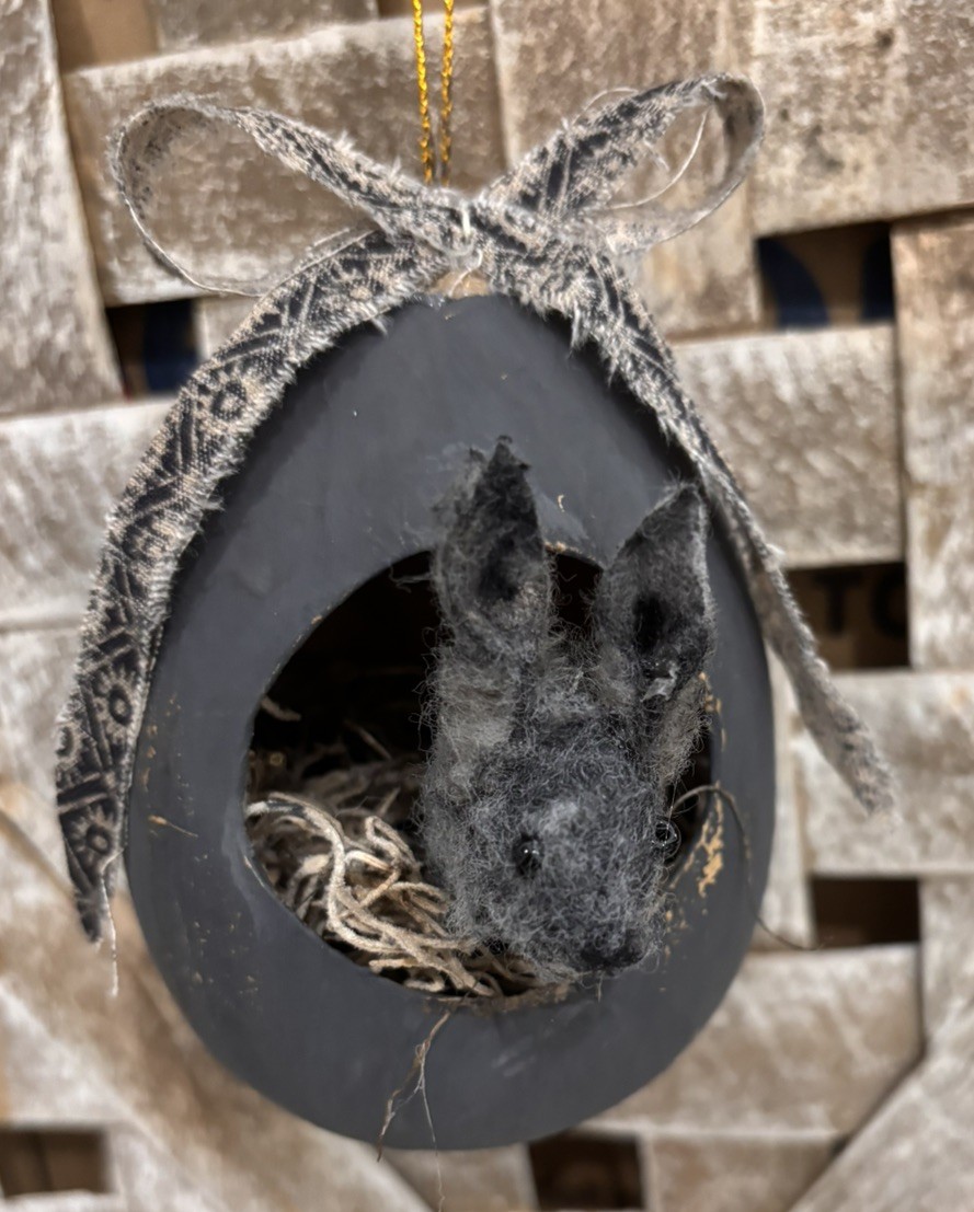 Primitive Handmade tiny bunny doll egg ornament Folk Art Handmade 