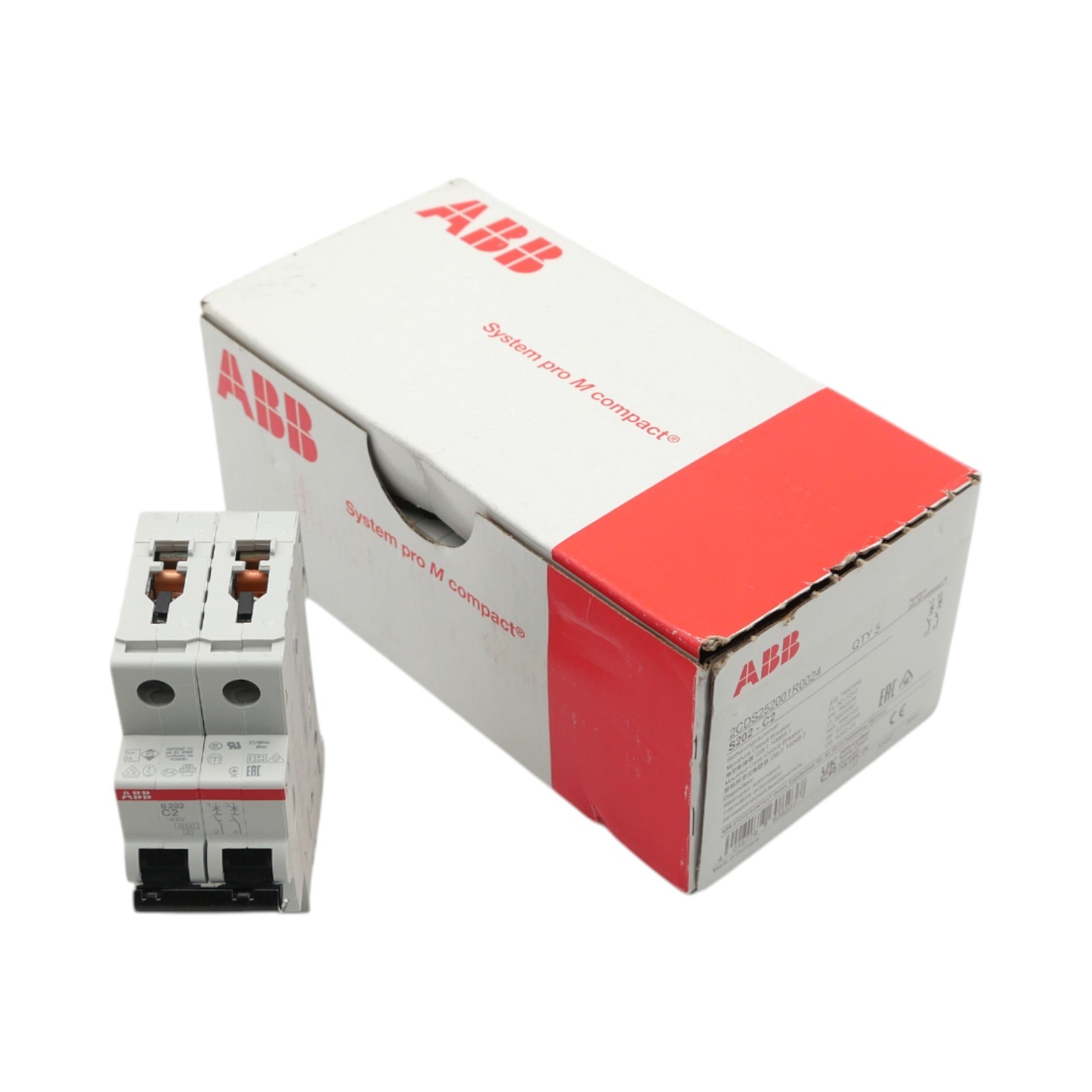 5x ABB S202 C2 2CDS252001R0024 Circuit Breaker -Unused/Original Packaging-