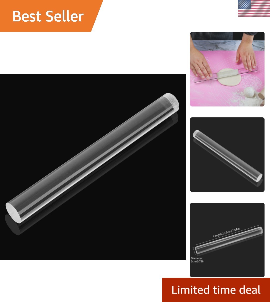 Durable 7.87" Acrylic Clay Roller - Ideal for Sculpting & Crafting Adventures