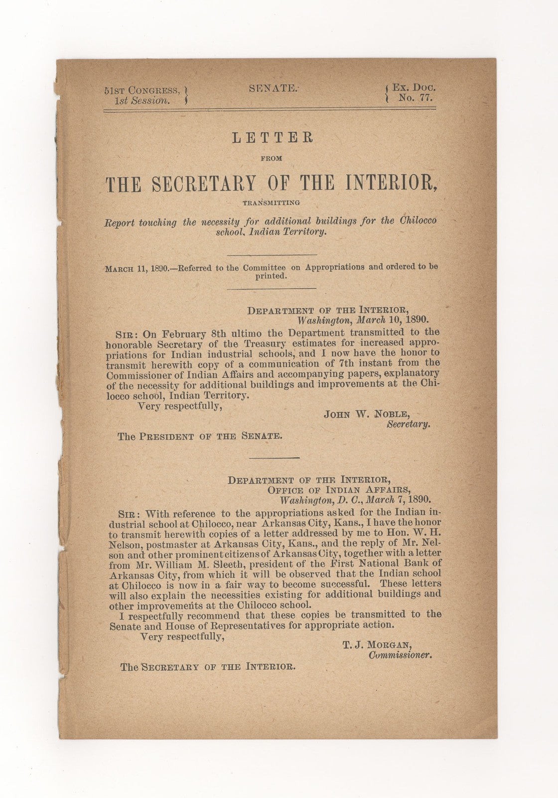 [U.S. Congress] – 1890 Chilocco Indian School Report, Cherokee Strip, Indian…