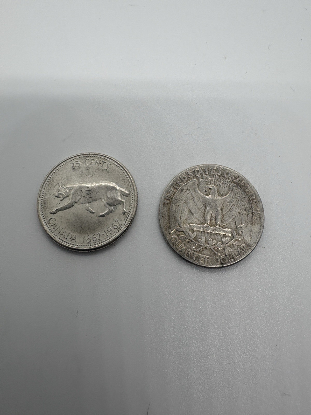 Silver Quarters 1967 Canada Cougar  & 1952 US Washington (2 Items for Sale)