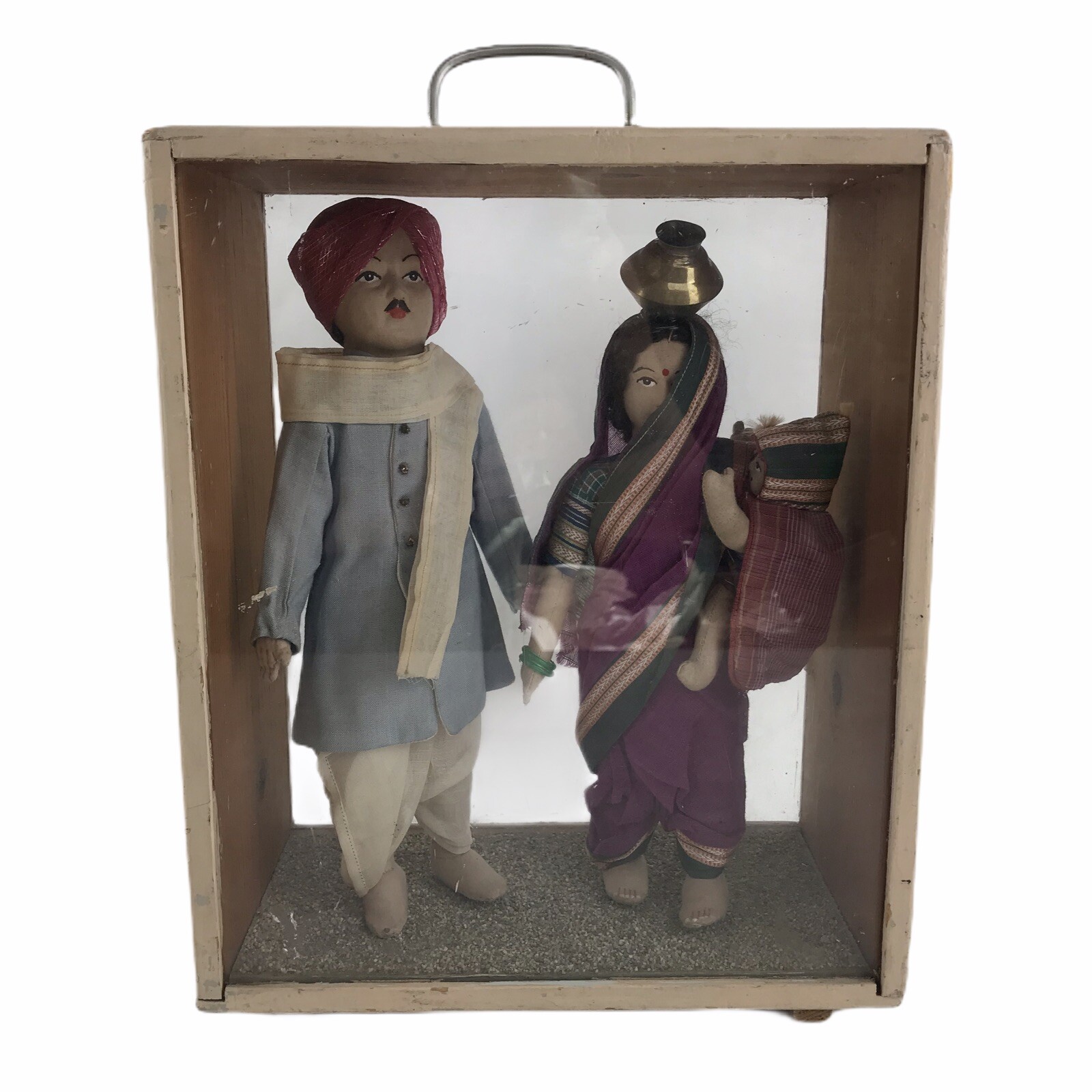 Vintage Boxed Diorama India Doll Set LA County Museum Deaccession Cloth Rag 14"