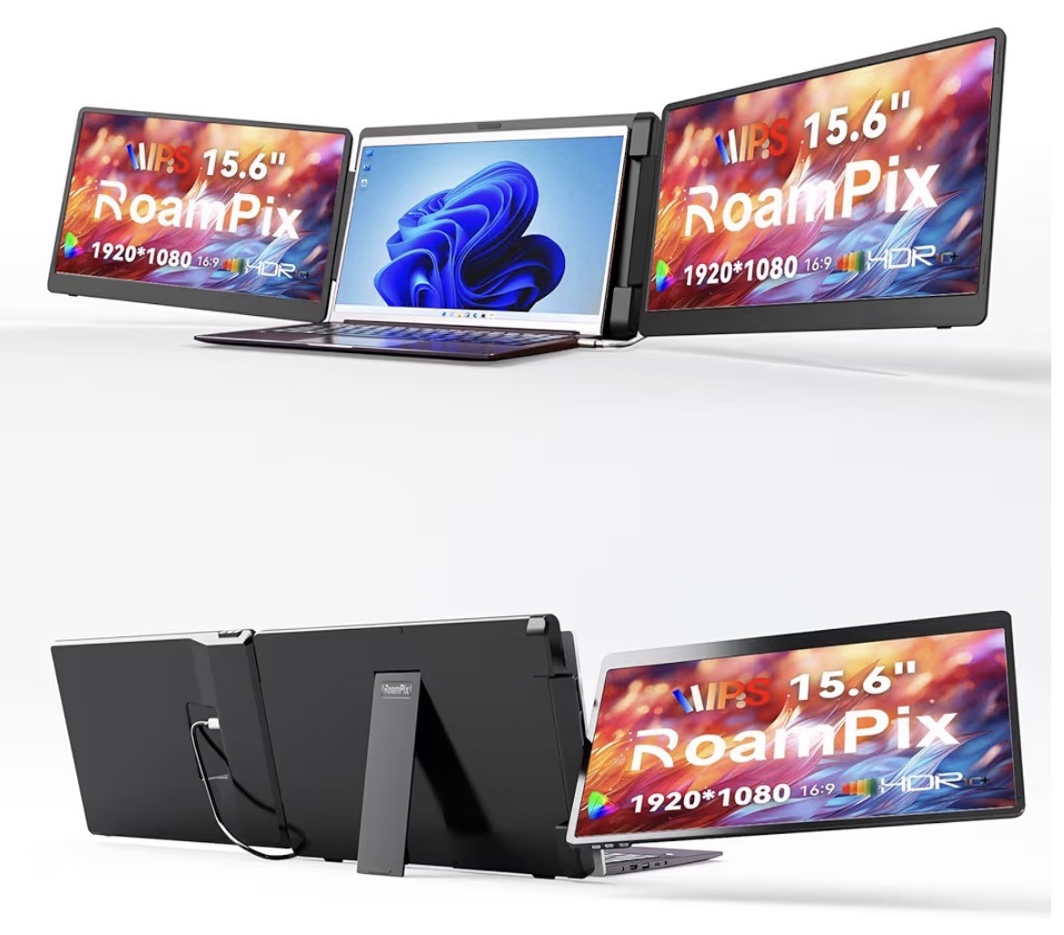 15.6" Laptop Screen Extender, 1080P FHD Triple Portable Monitor for Laptops
