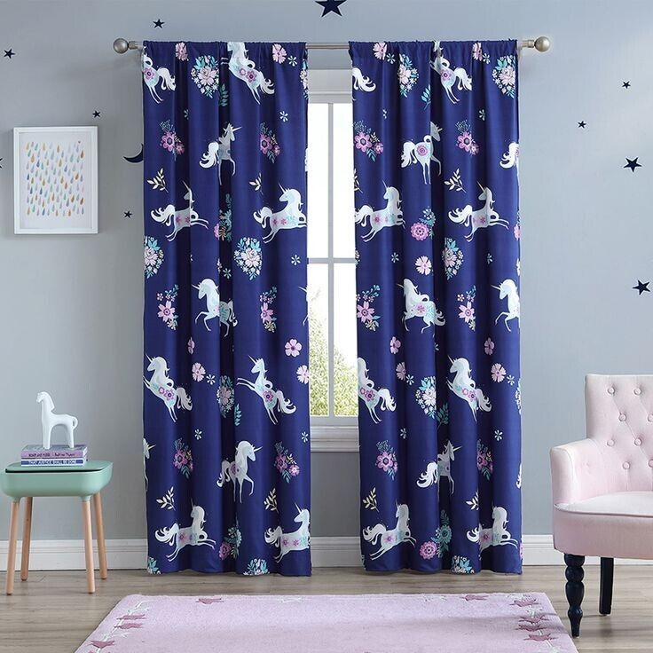 Unicorn Curtains 2 Panels 40" X 84"