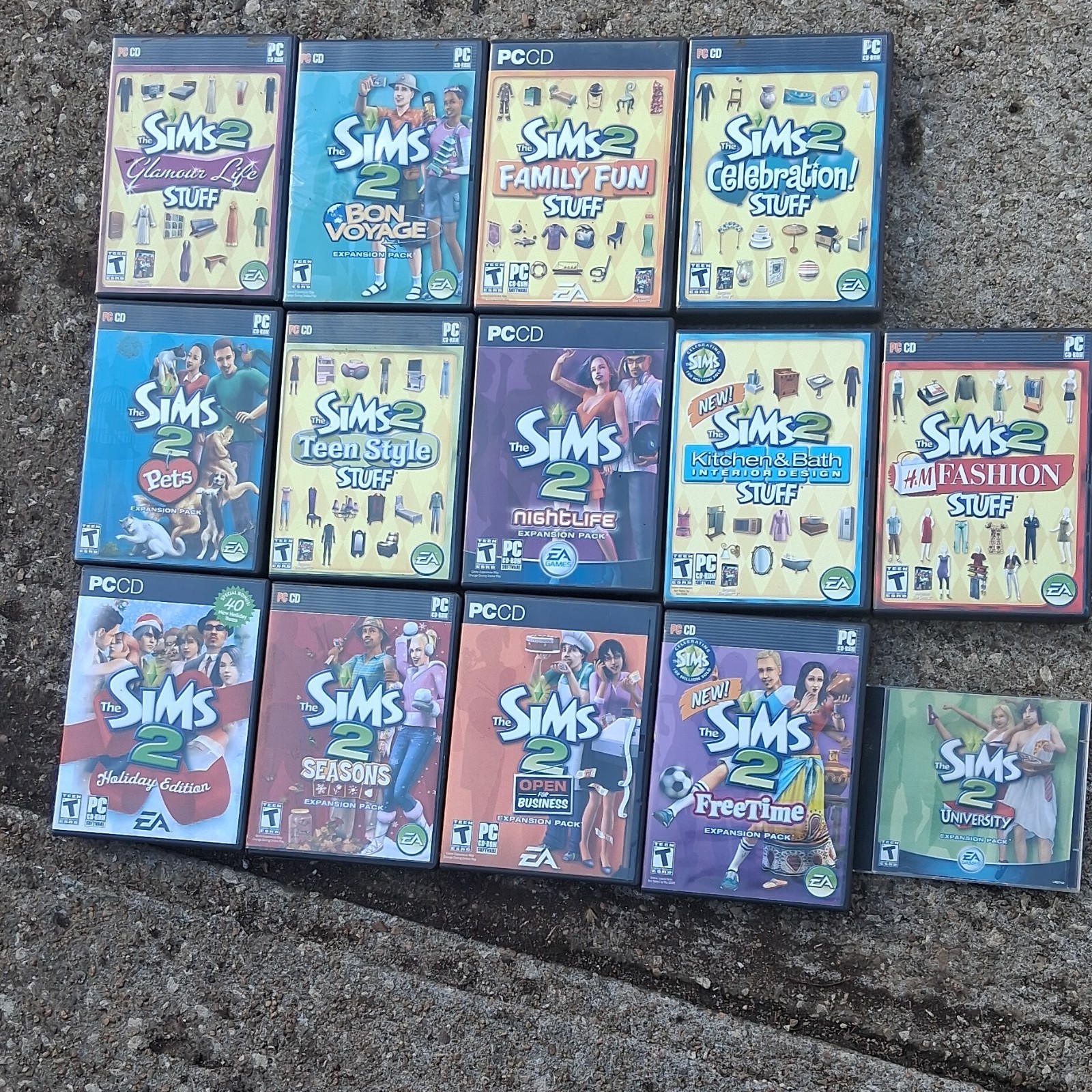 EA Sims 2 PC Game Lot Base Game Expansions Stuff Packs Simulation