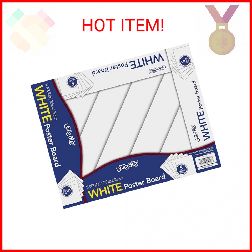 UCreate Poster Board, White, 11" x 14", 5 Sheet Pack