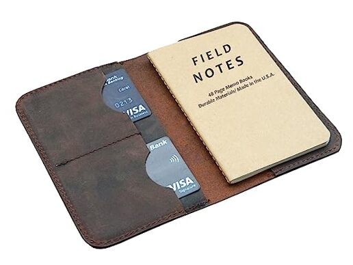 Leather Journal Cover for Field Notes Moleskine pocket Cahier Crunch Brown