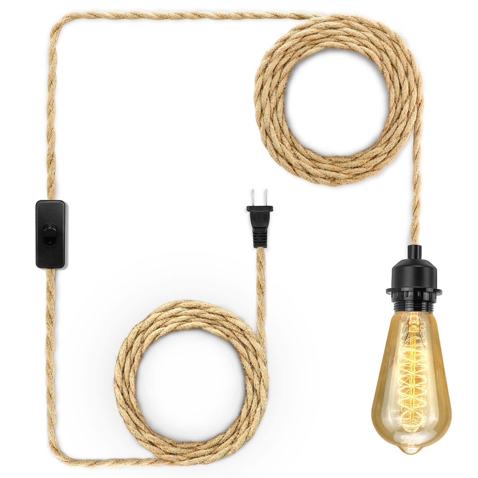 LYOOWNG Plug in Pendant Light Cord, Farmhouse Hanging Lights with Plug in Cor...