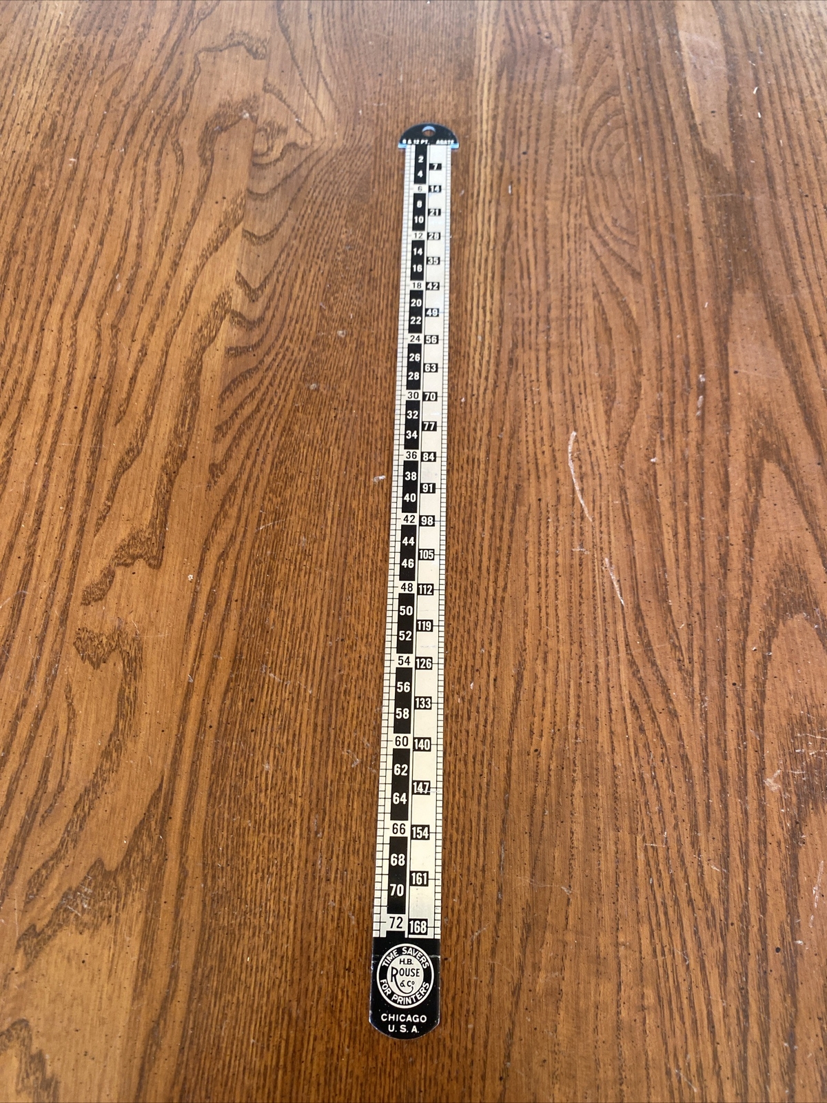 12” HB Rouse & Co Time Saver for Printers 6 & 12 PT Agate Hook Typesetting Ruler