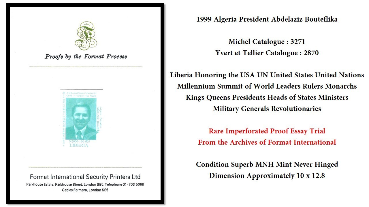 Liberia 1999 USA UN Algeria President Abdelaziz Bouteflika Proof Mi#3271 MNH