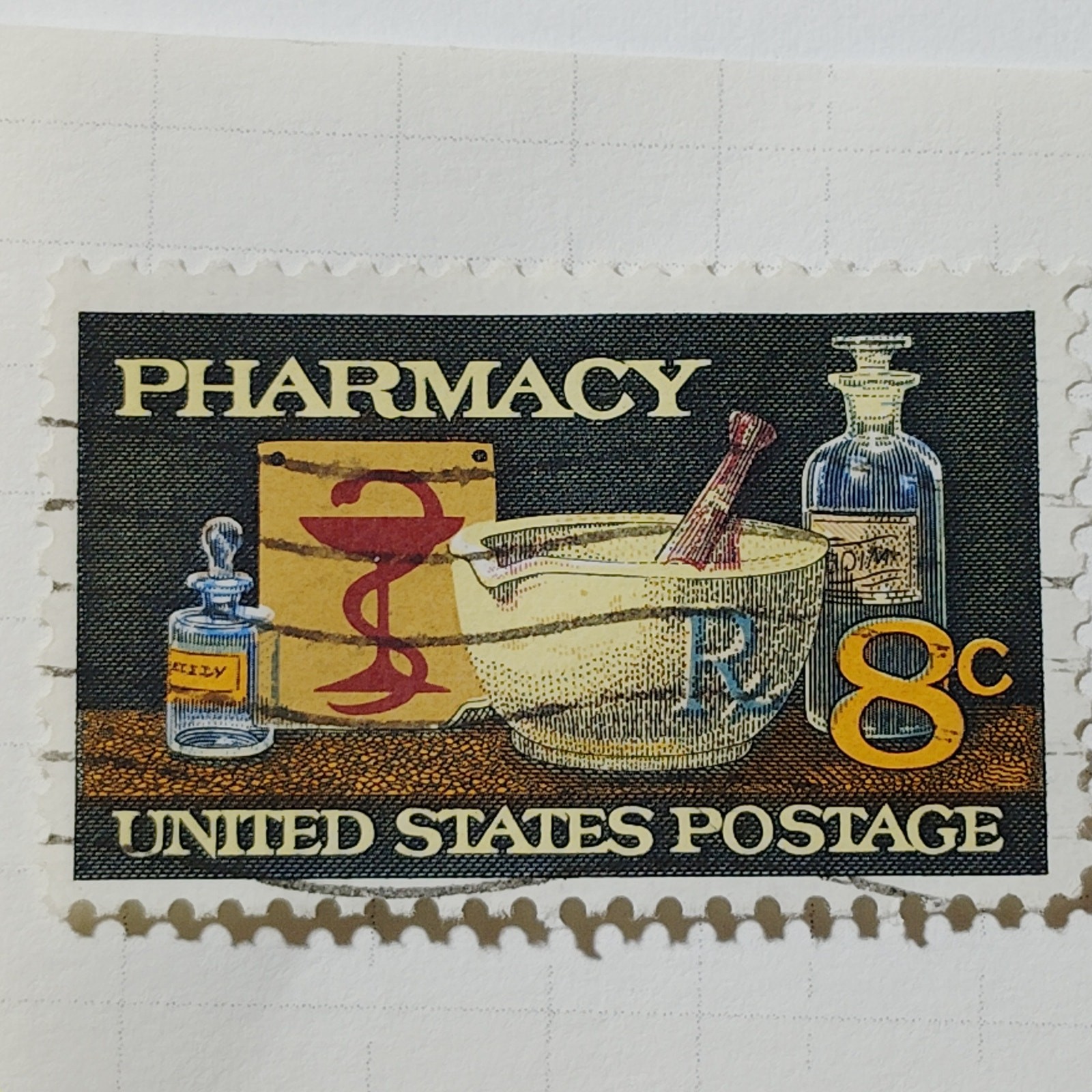 1972 US 8c Pharmacy Anniversary Stamp #1473 Used Cancelled Apothecary