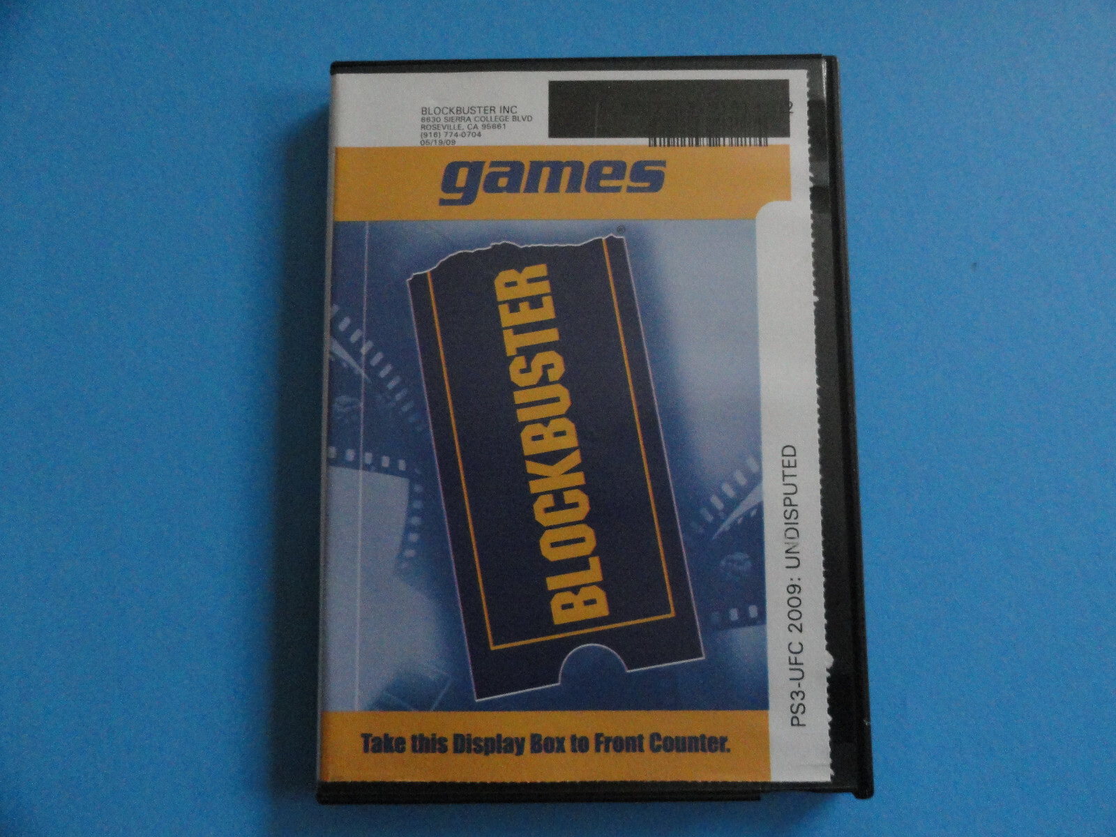 PS3 UFC 2009 UNDISPUTED BLOCKBUSTER VIDEO GAME RENTAL CASE