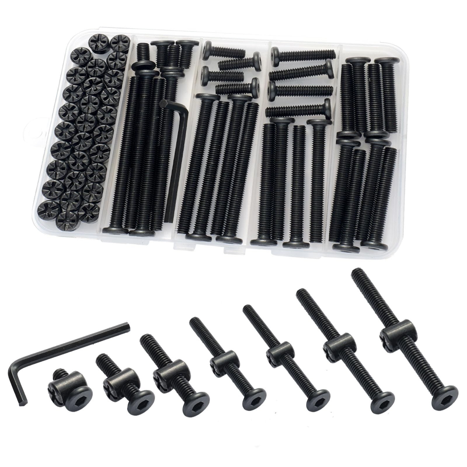 Crib Screws Hardware Replacement Kit,Socell Black（M6x12mm---75mm), Black 
