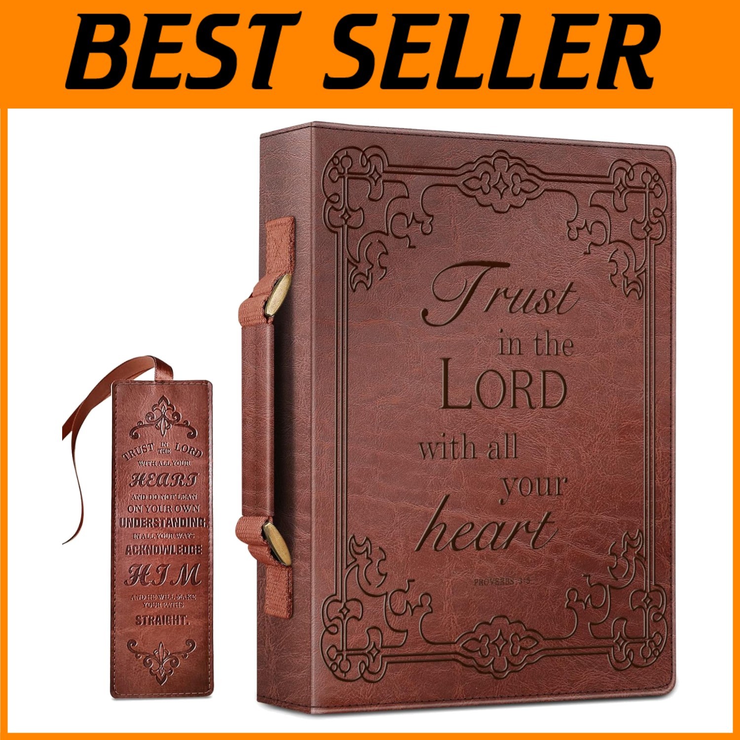 Durable Brown Bible Protective Cover -  Leather