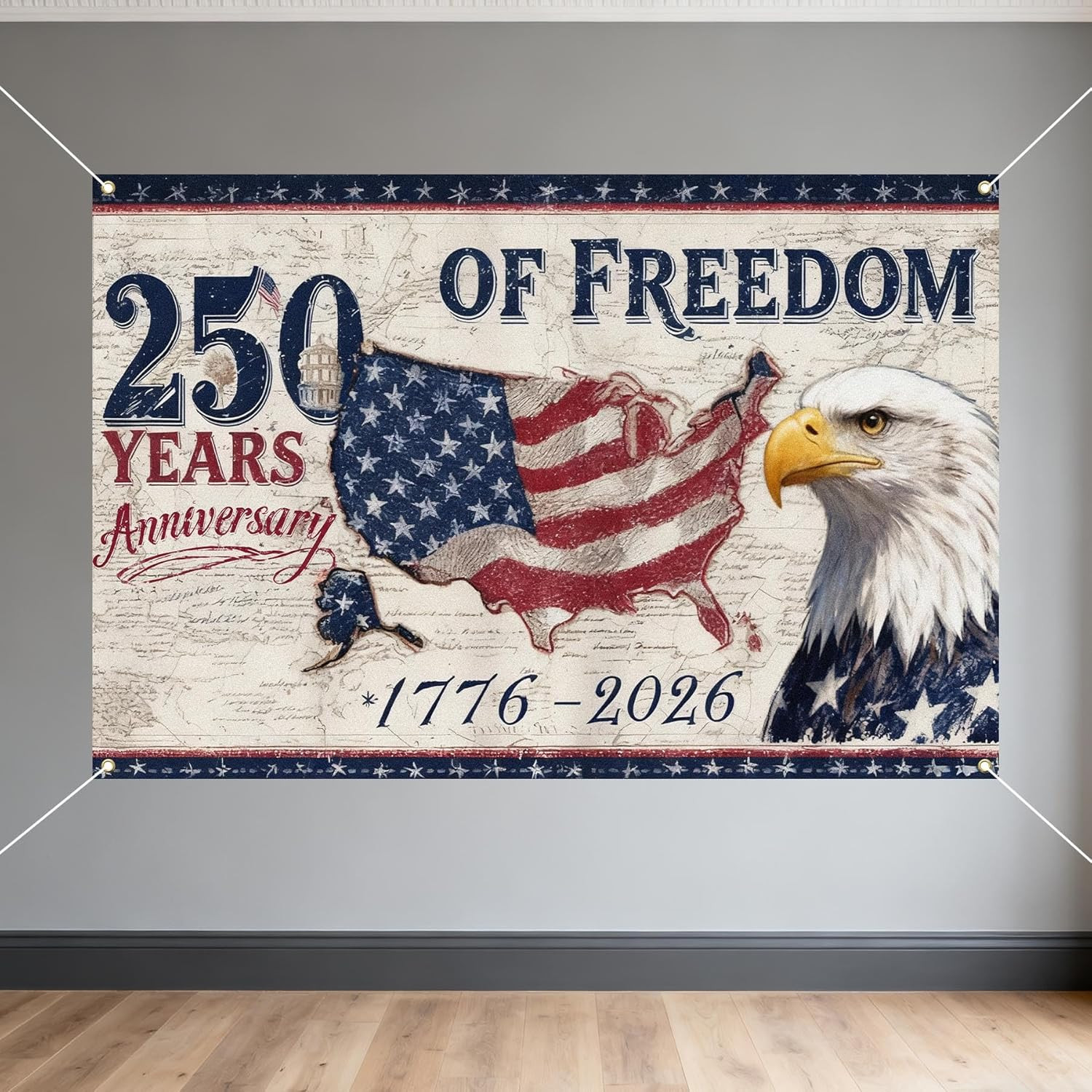 American 250 Years of Freedom Backdrop 1776-2026 American 250 Anniversary Party 
