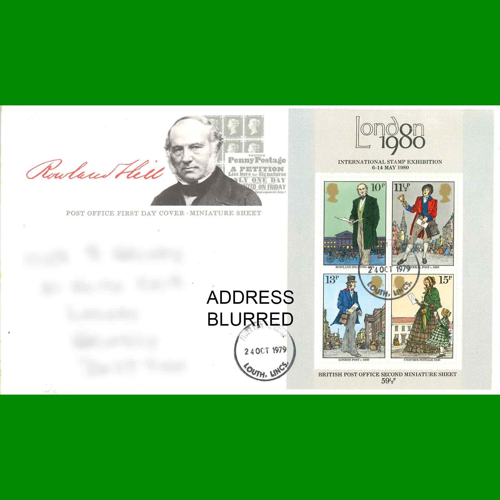 UK FDC Rowland Hill, International Stamp Exhibition First Day Cover, 24.10.1979