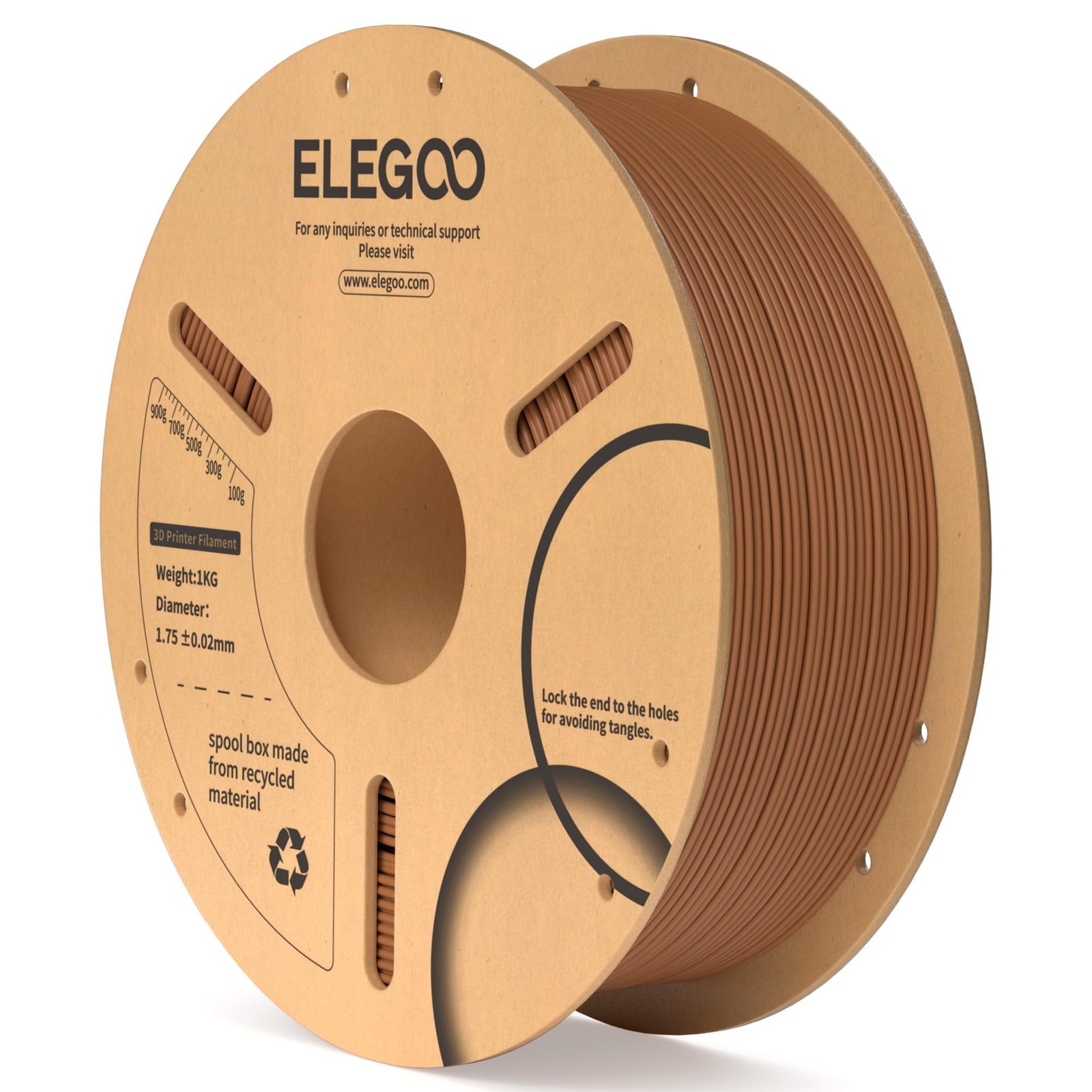 3D Printer Filament PLA 1.75mm Brown 1KG + - 0.02mm Accuracy Cardboard Spool