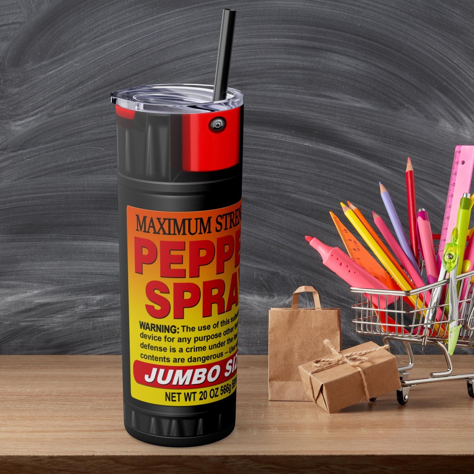 Pepper Spray Can | Maximum Strength Jumbo Size 20oz Skinny Tumbler