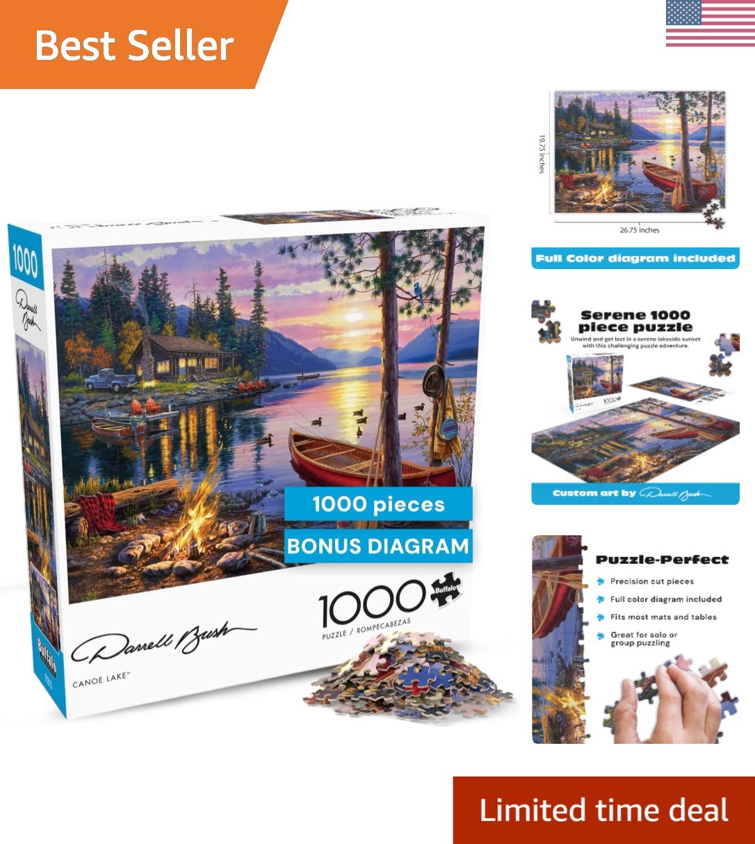 Relaxing 1000-Piece Canoe Lake Puzzle for Adults - Stunning Nature Scene