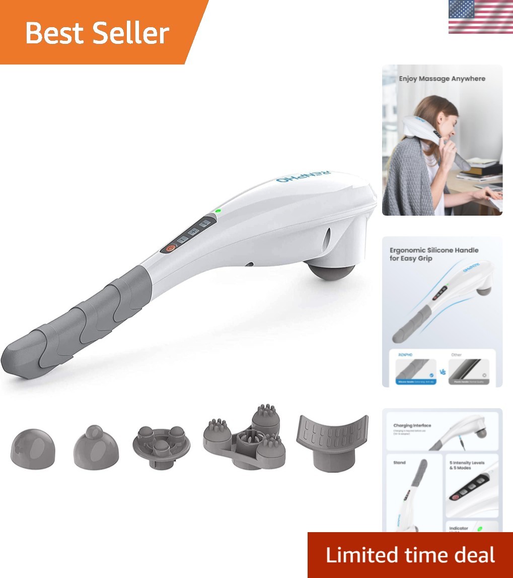 Rechargeable Handheld Back Massager, Cordless Electric Neck Massage Tool for ...
