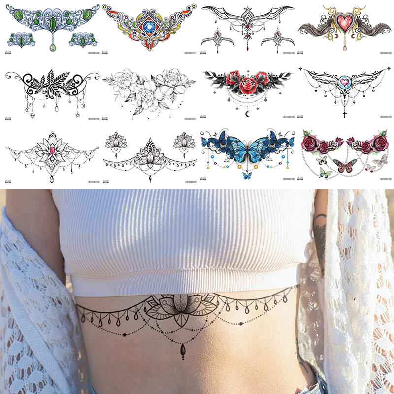 Chest Tattoo Sticker Clavicle Sticker Body Art Waterproof Tattoo Sticker η
