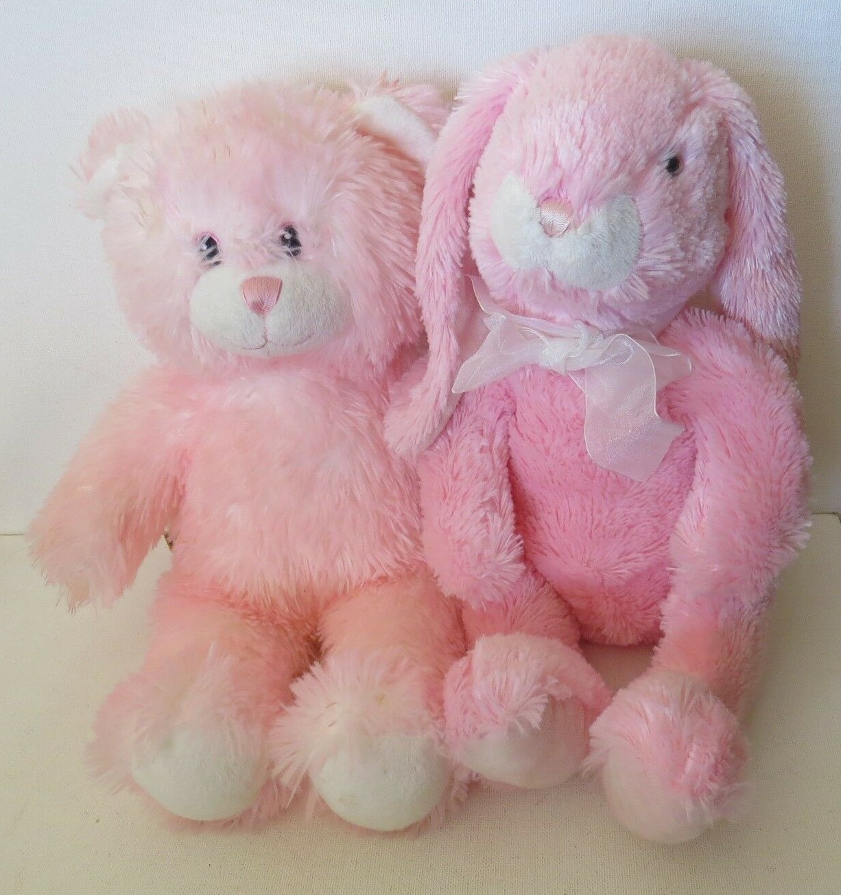 2 Build A Bear Plush Pink Teddy Bear & Commonwealth Plush PINK Bunny~Easter