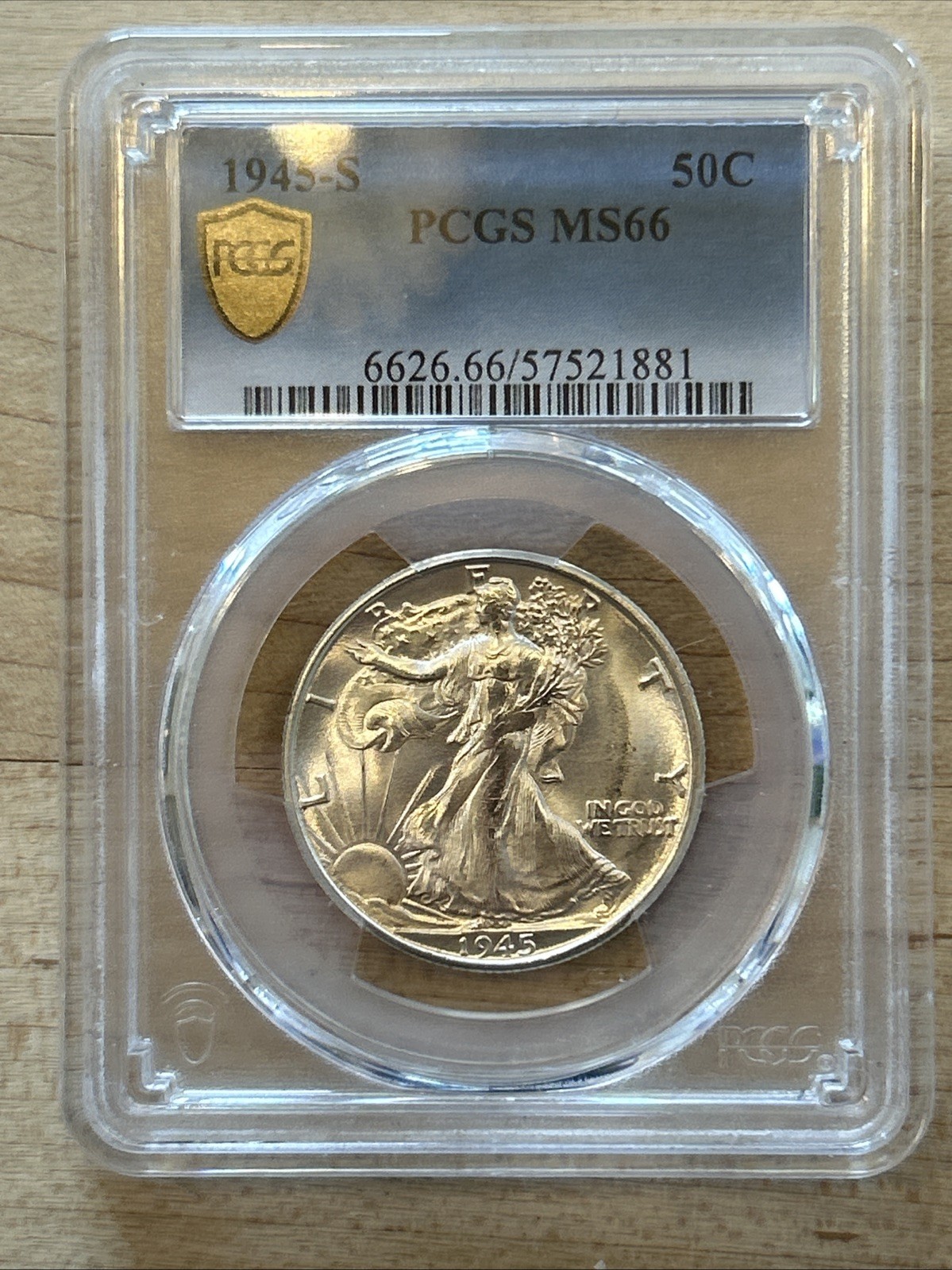 PCGS MS66 1945-S Walking Liberty Half Dollar GEM COIN BEAUTIFUL TRUE VIEW! 