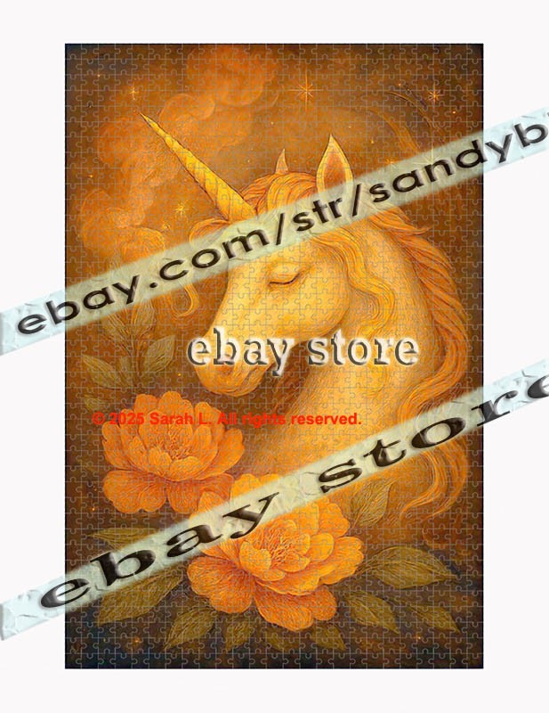 1000 piece jigsaw puzzle Rose Light Unicorn Dream golden fantasy